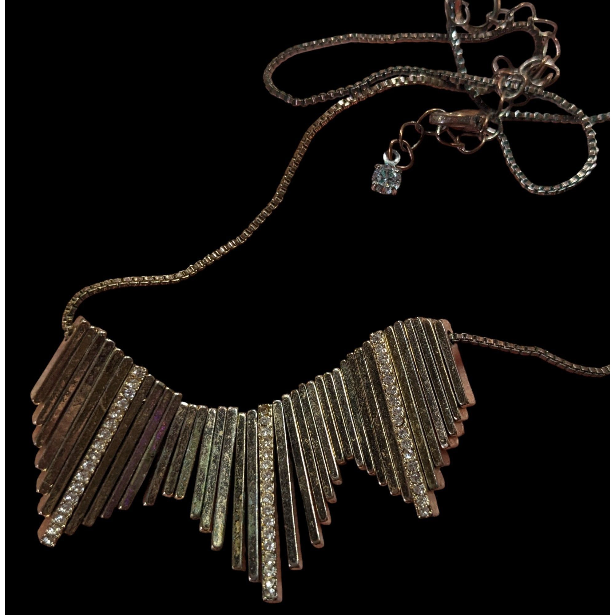 Other Elegant Glam Staggered Metal Fringe Necklace With Rhinestone Size ONE SIZE - 2 Thumbnail