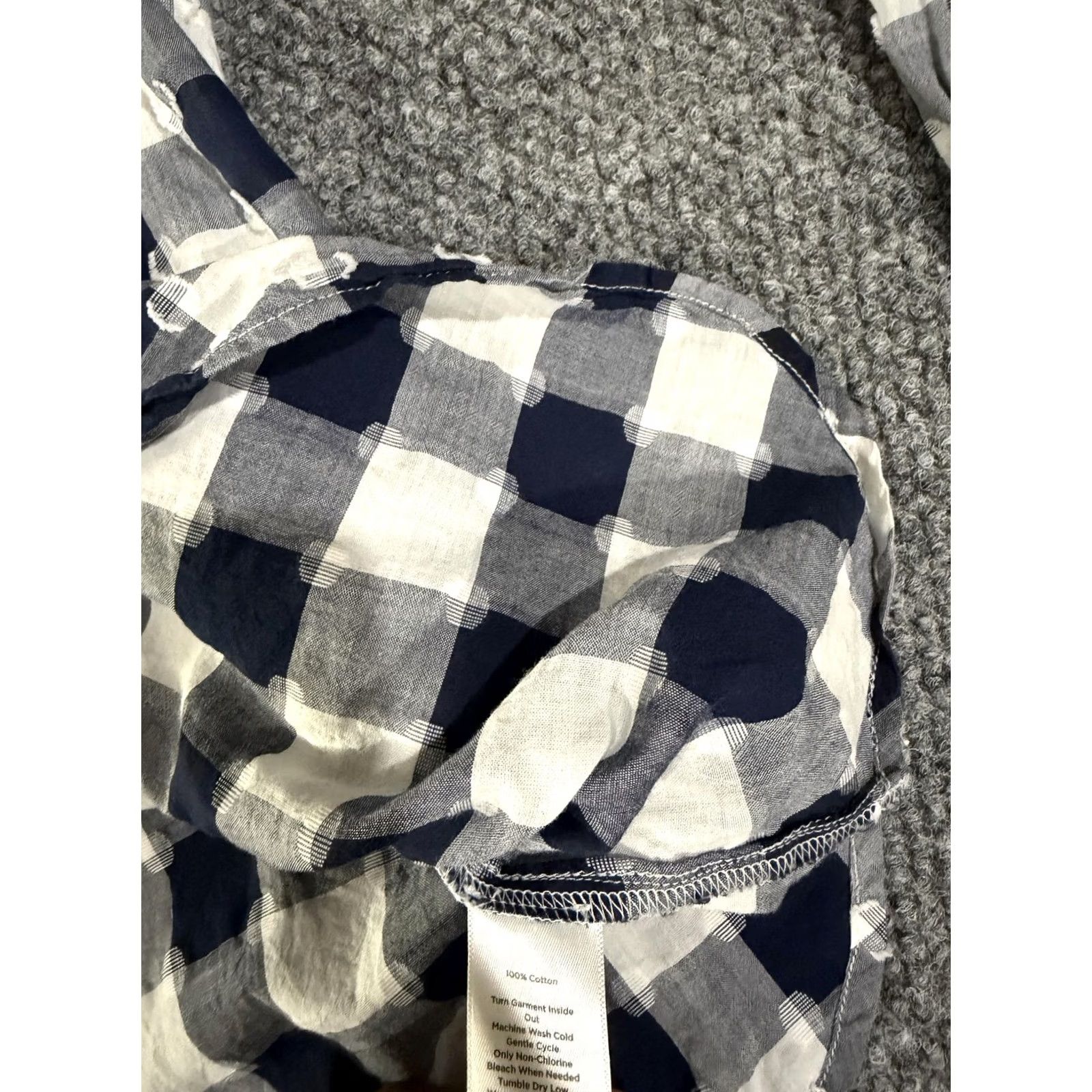 Talbots Talbots Shirt Womens Medium Blue Check Plaid Henley Long Sleeve Tunic Top Size M / US 6-8 / IT 42-44 - 6 Thumbnail