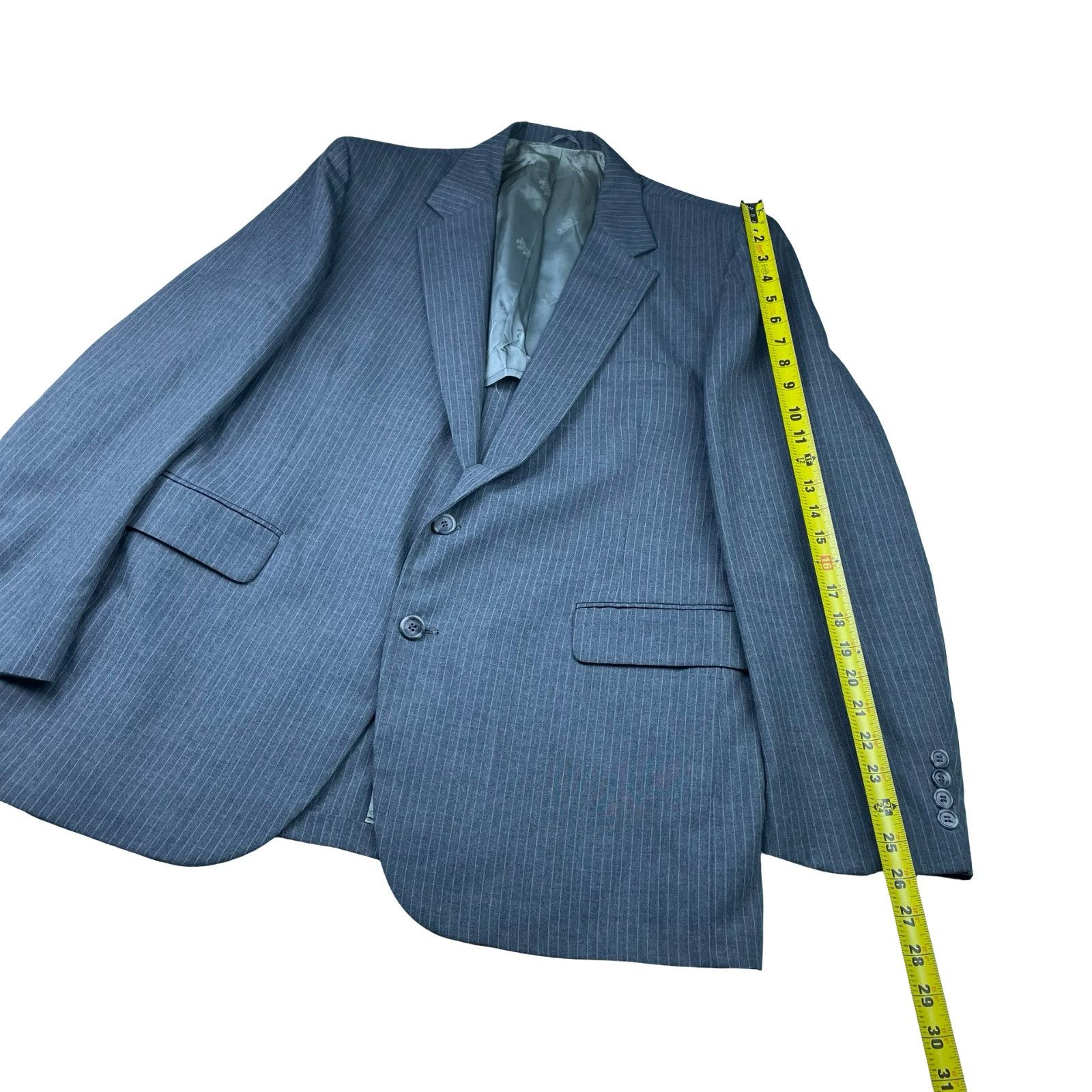 Stafford VTG Stafford Men's 100% Wool 2-Button Suit Gray Stripe • 46R Size 46R - 11 Thumbnail