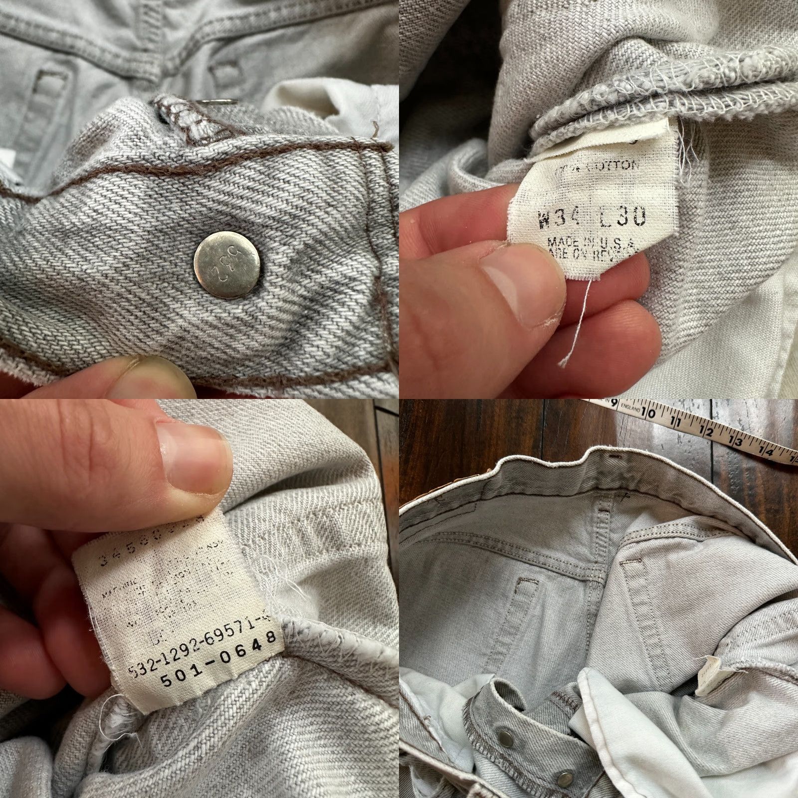 Levi's VTG Levi's 501 Jeans Button Fly 90s 80s Denim Grey 34x30 Men Classic Straight Vintage 501 XX Size US 34 / EU 50 - 8 Thumbnail