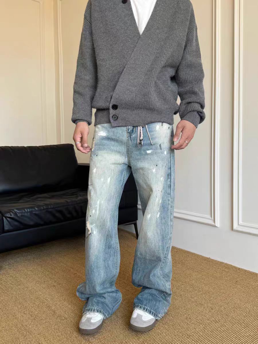 Japanese Brand × Jean Street distressed washed baggy micro flare Y2K jeans Size US 30 / EU 46 - 2 Thumbnail