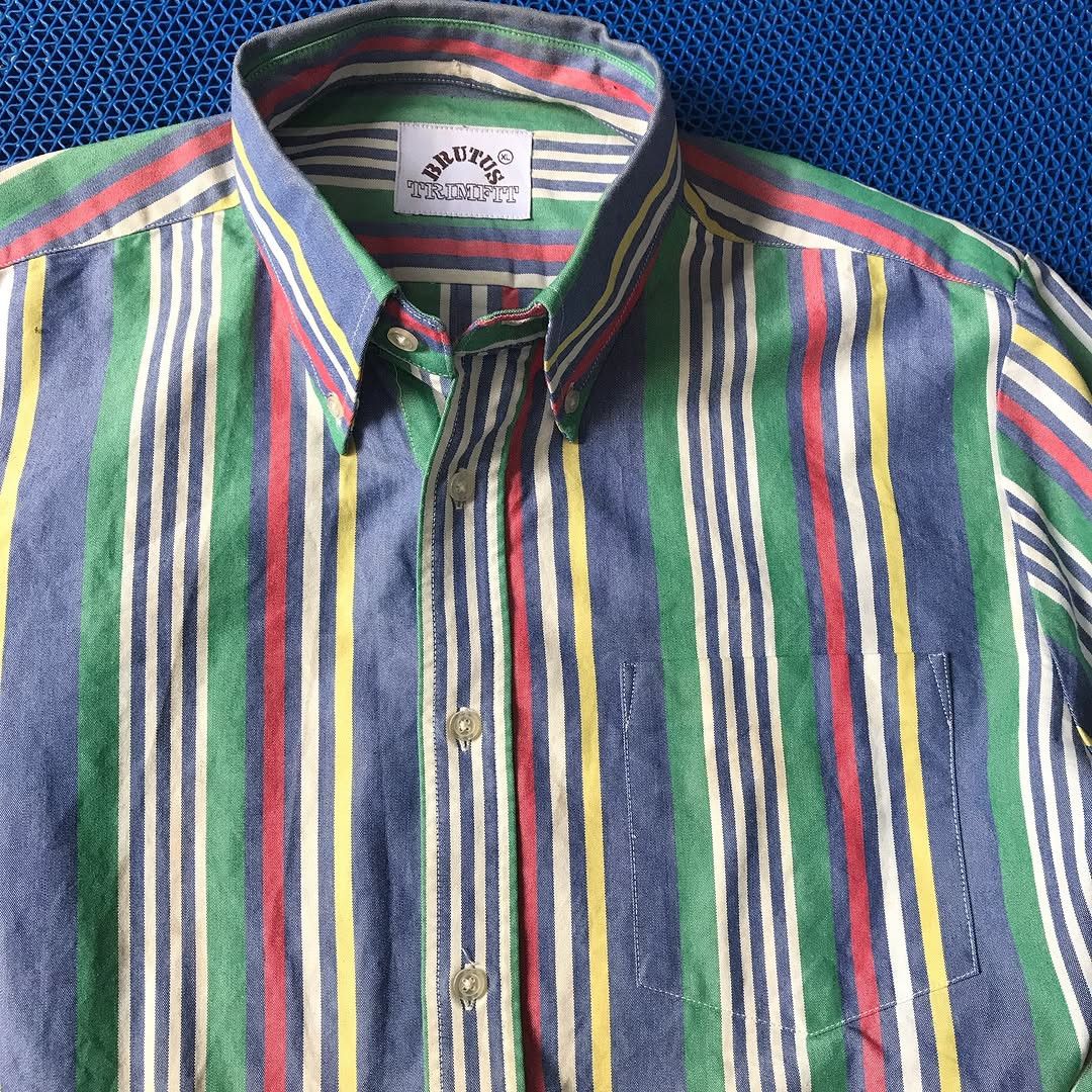 Brutus × Other UK Vintage Brutus Trimfit London the Candy Stripe Oxford Colar Size US XL / EU 56 / 4 - 5 Thumbnail