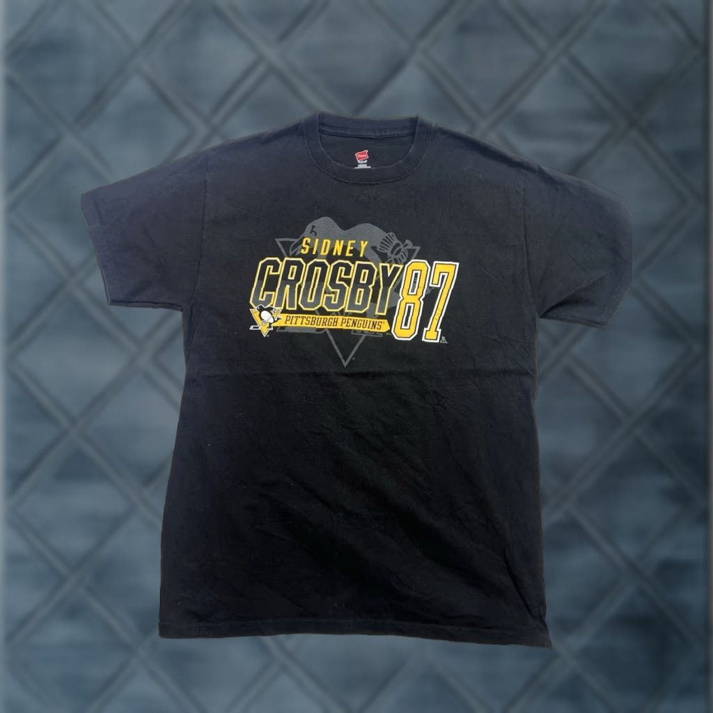 Hanes Men's Pittsburgh Penguins T-Shirt Black Cotton Crew Neck Short Sleeve M Hanes Logo Graphic Print Sports Retro? (adjusted) Size US M / EU 48-50 / 2 - 1 Thumbnail