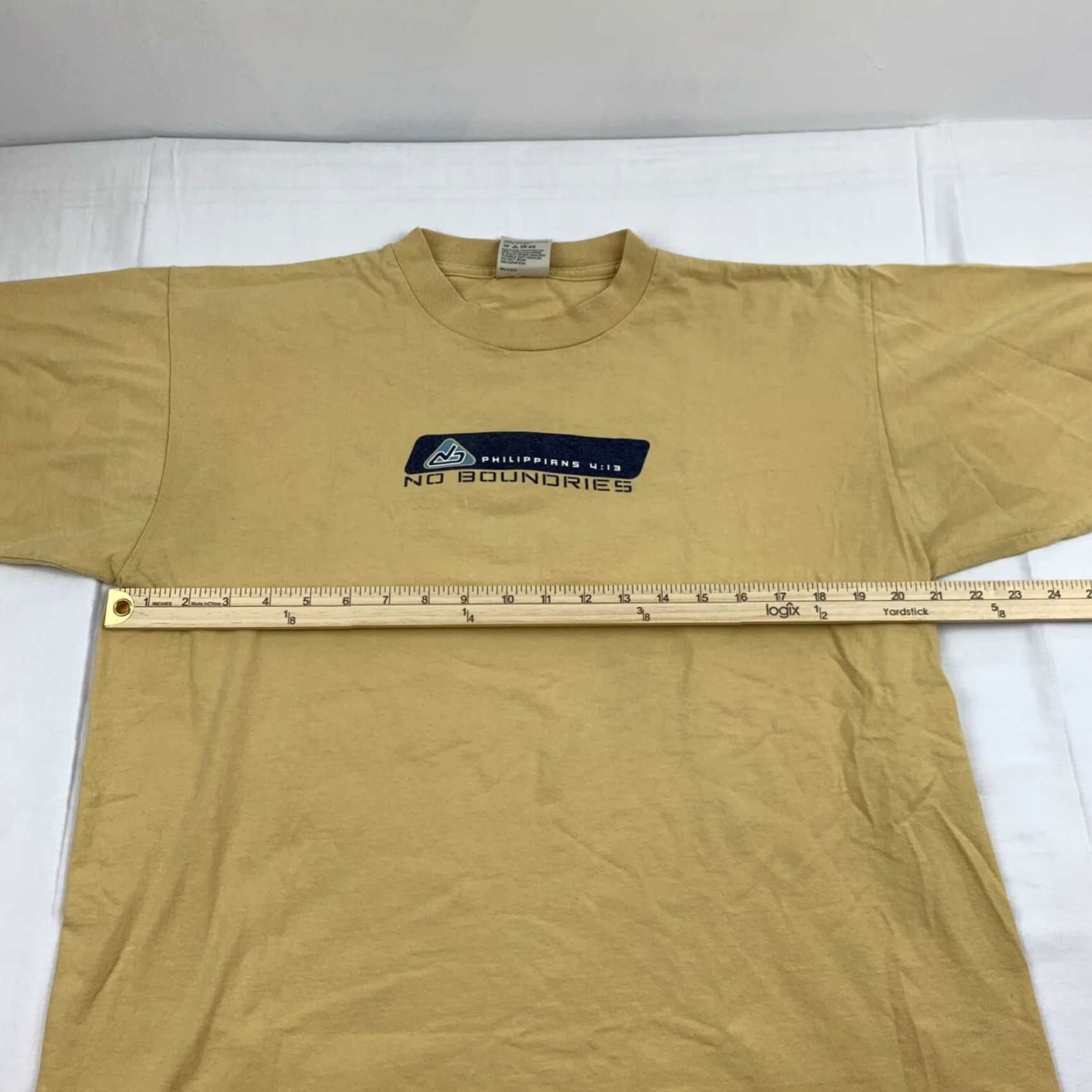 Vintage VINTAGE No Boundries Jesus T Shirt Adult Large Yellow Religion Philippians 4:13 Men L Yellow 90s Jesus Christ Shirt Size US L / EU 52-54 / 3 - 7 Thumbnail