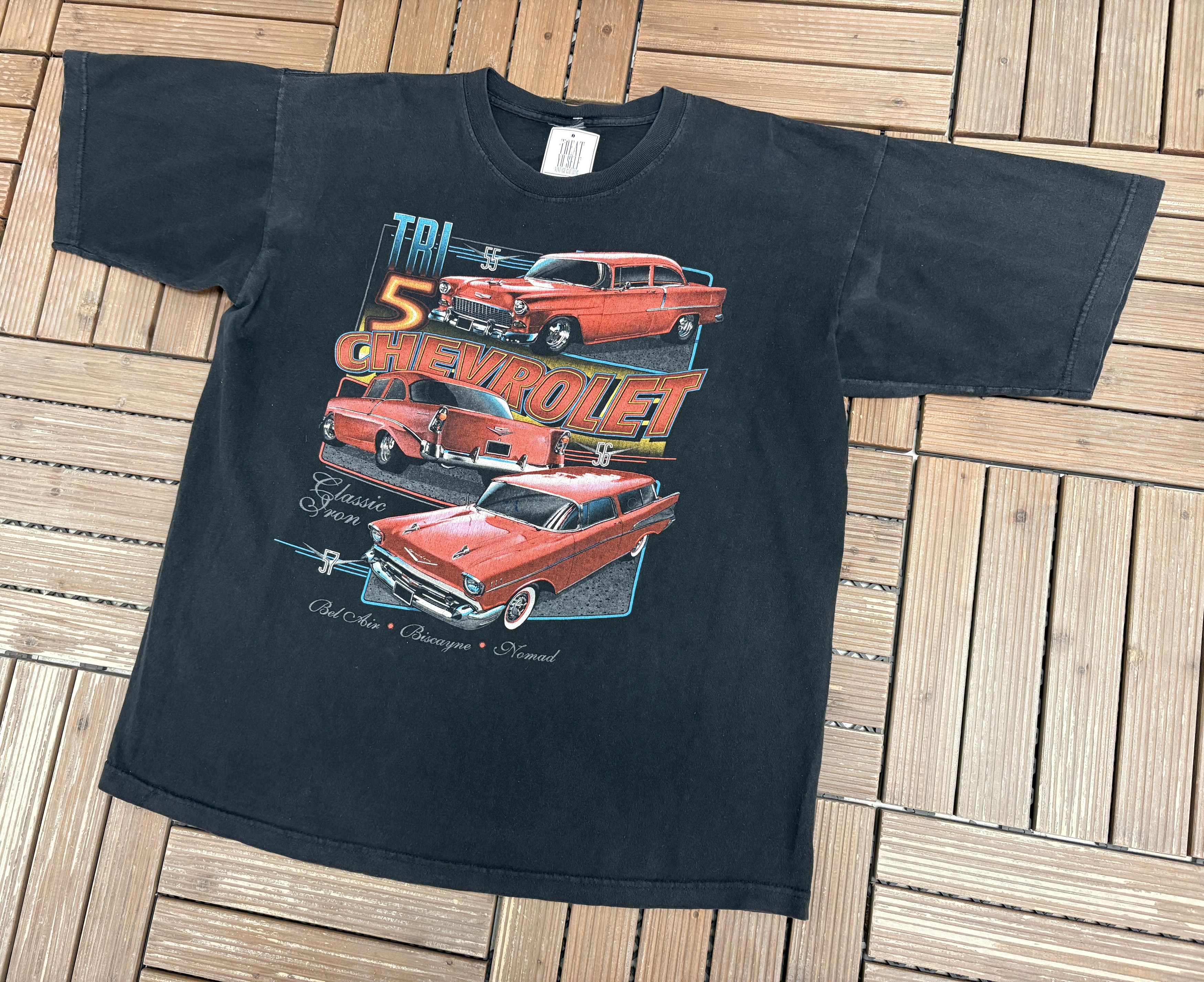 Vintage Chevrolet Tri-Five Vintage Black T-Shirt Tee Size US XXL / EU 58 / 5 - 3 Thumbnail