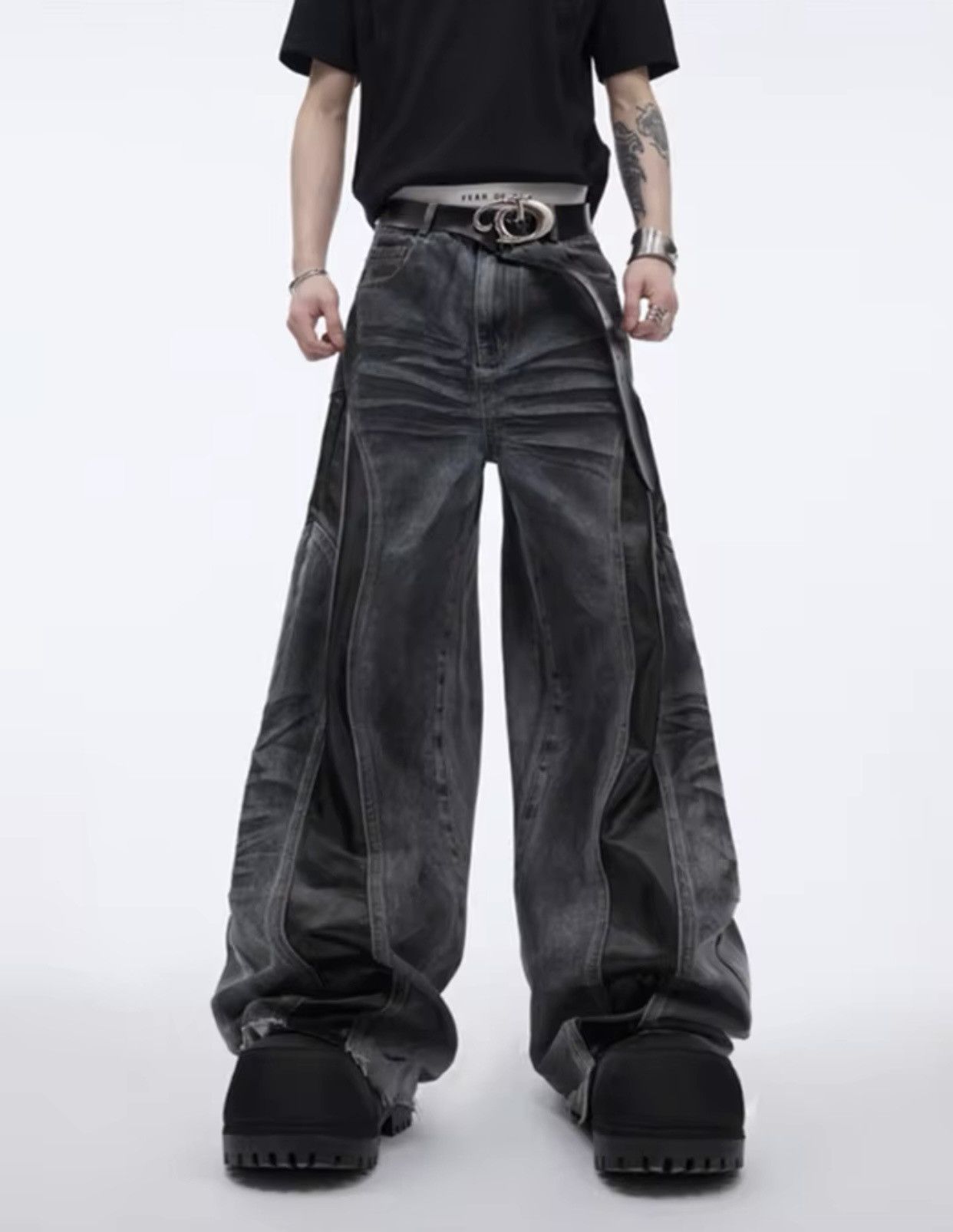 New Graffiti Printed Baggy Jeans For Men Y2K Vintage Distressed Blue Harajuku De