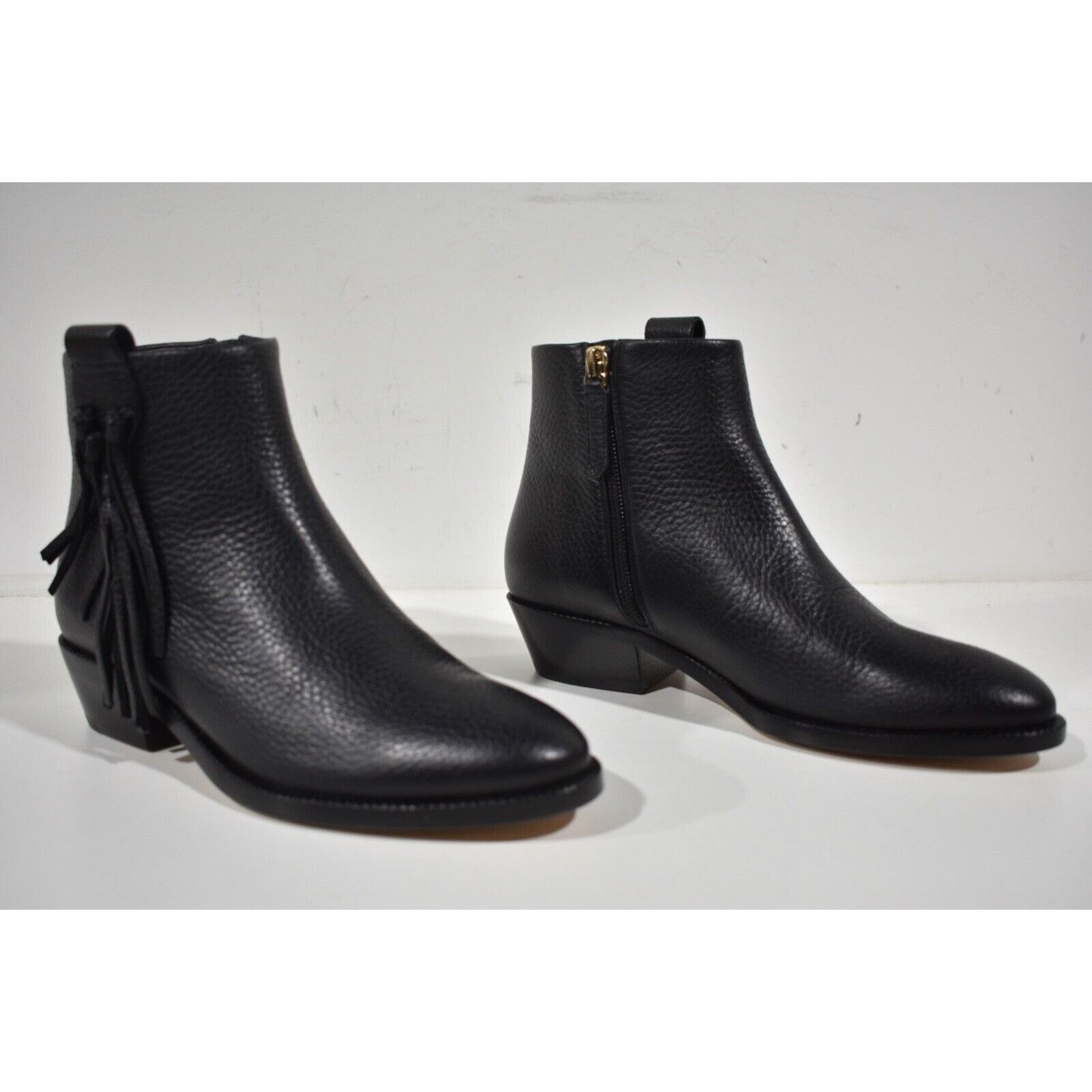 Valentino Valentino Rockstud Black Pebbled Leather Fringe Western Size US 5.5 / IT 35.5 - 3 Thumbnail