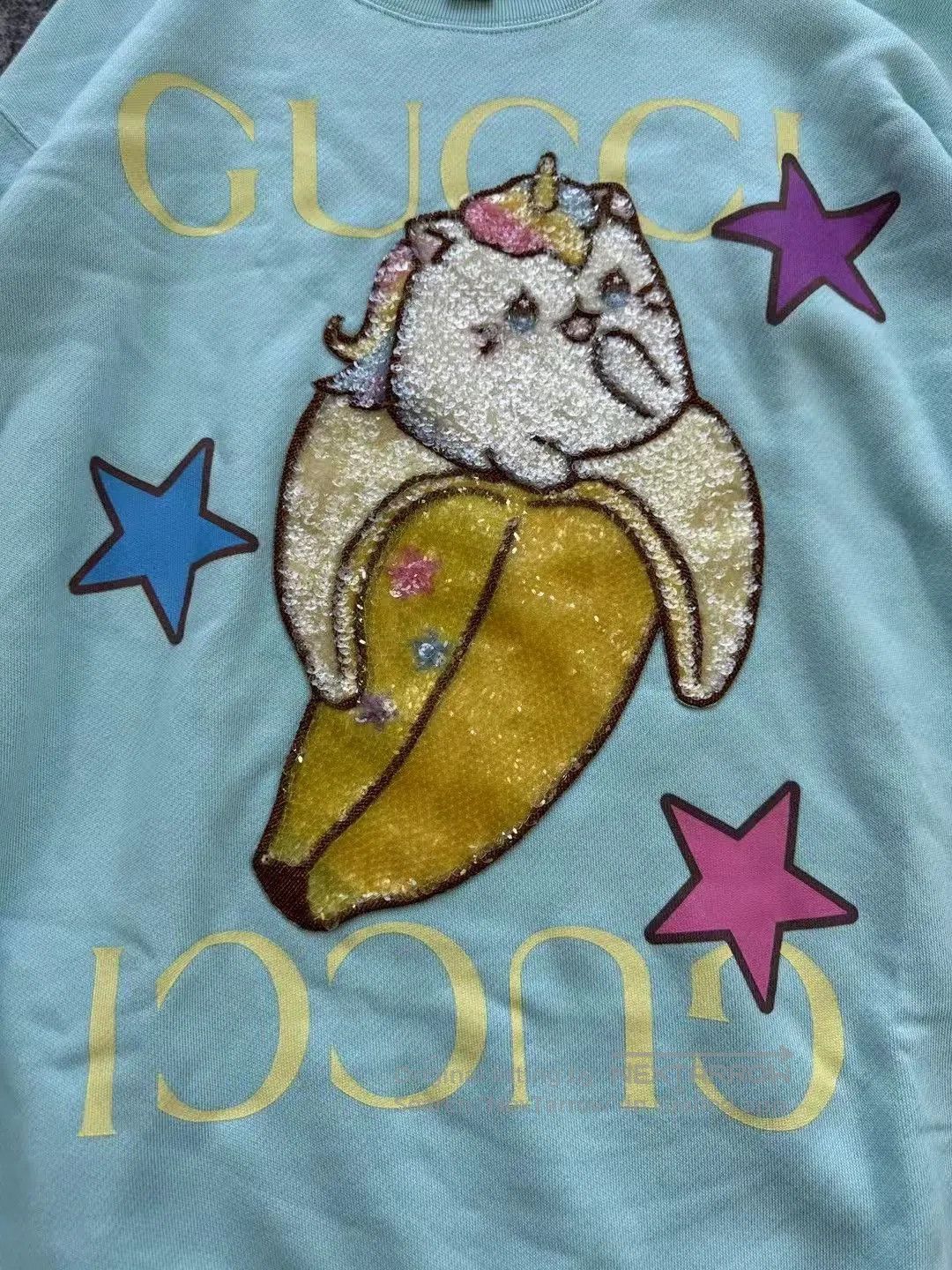 Gucci Gucci Light Blue Sequin Banana Sweatshirt. Size S / US 4 / IT 40 - 4 Thumbnail