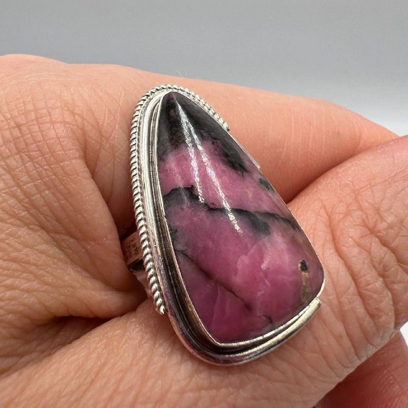 Vintage Vintage Rhodonite Ring Sterling Silver 925 Size 7 Handmade Size ONE SIZE - 4 Thumbnail