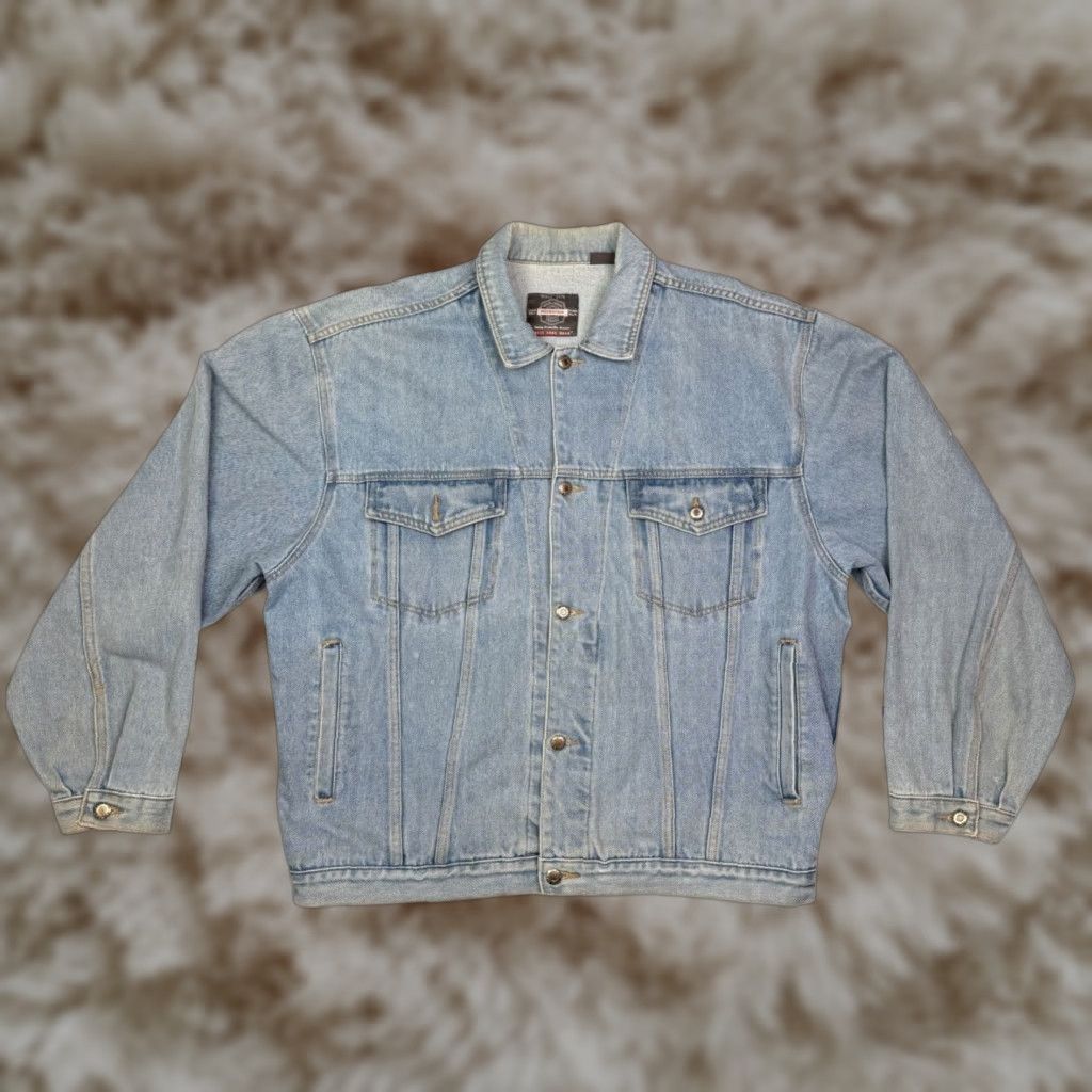 VINTAGE Bugle Boy Denim Jacket Mens Light Wash Boxy Oversized Streetwear 90s Urban Grunge