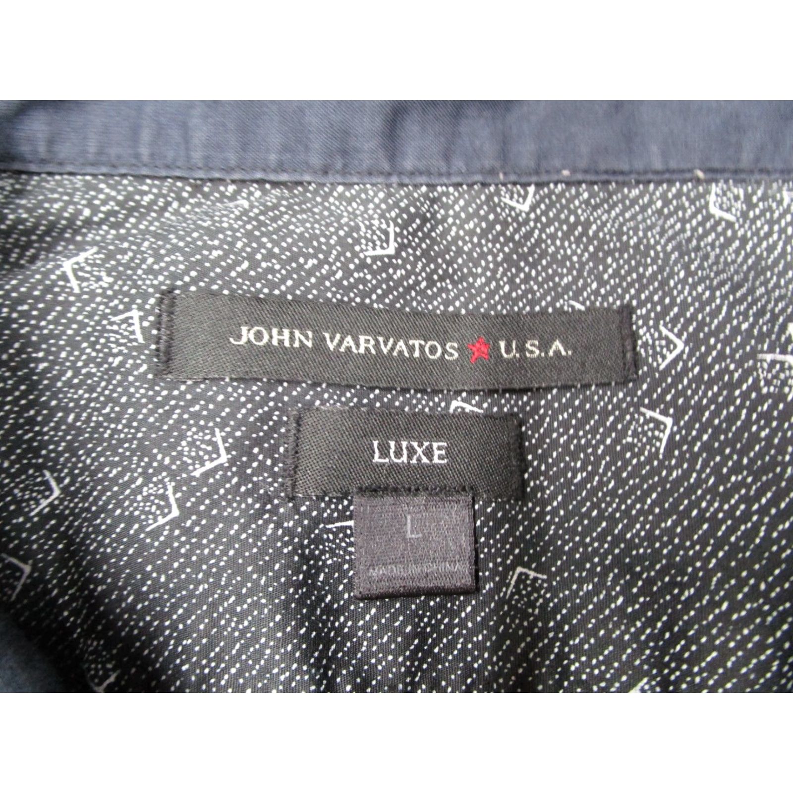 John Varvatos John Varvatos Star USA Shirt Mens Large Gray LUXE Button Up Lightweight Retro Long Sleeve Geometric Cotton Blend Size US L / EU 52-54 / 3 - 3 Thumbnail