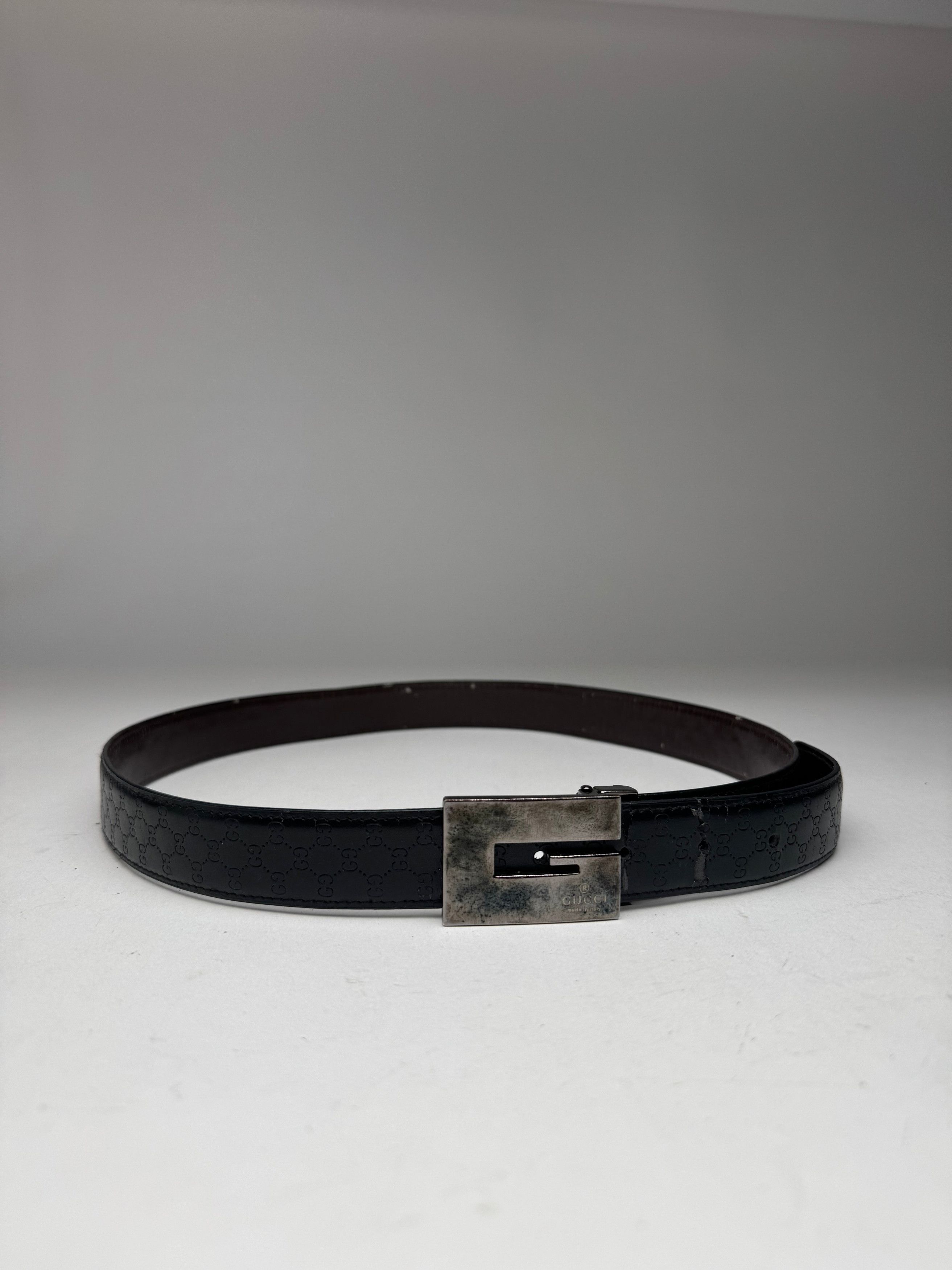 Gucci Vintage Monogram Leather Belt Black Size ONE SIZE - 1 Thumbnail