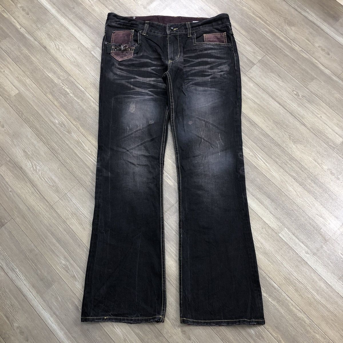 Premium Vintage Distressed Destroy Punk Bootcut Flared Jeans