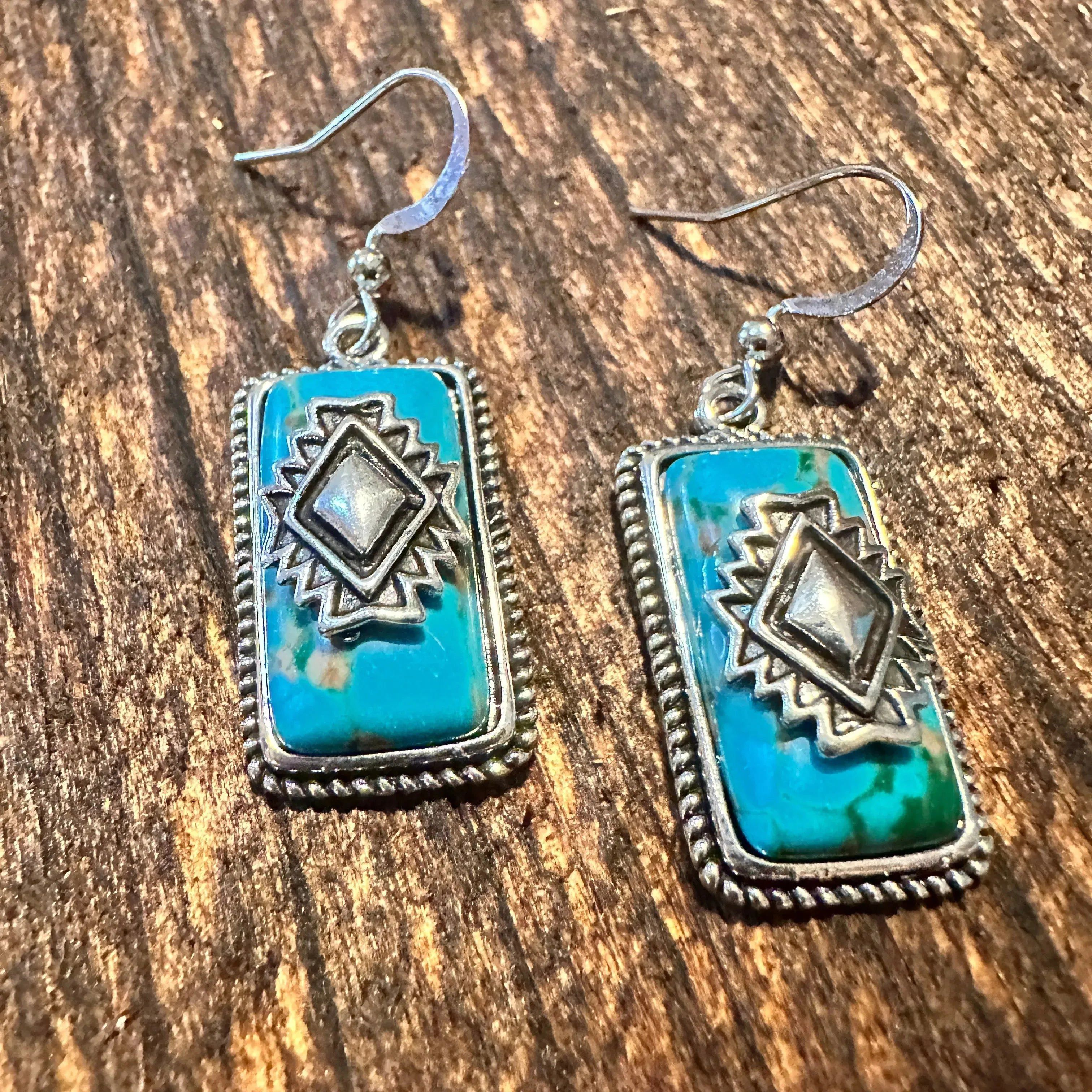 Other Handcrafted Bohemian Aztec Turquoise Dangle Earrings, Retro Size ONE SIZE - 3 Thumbnail
