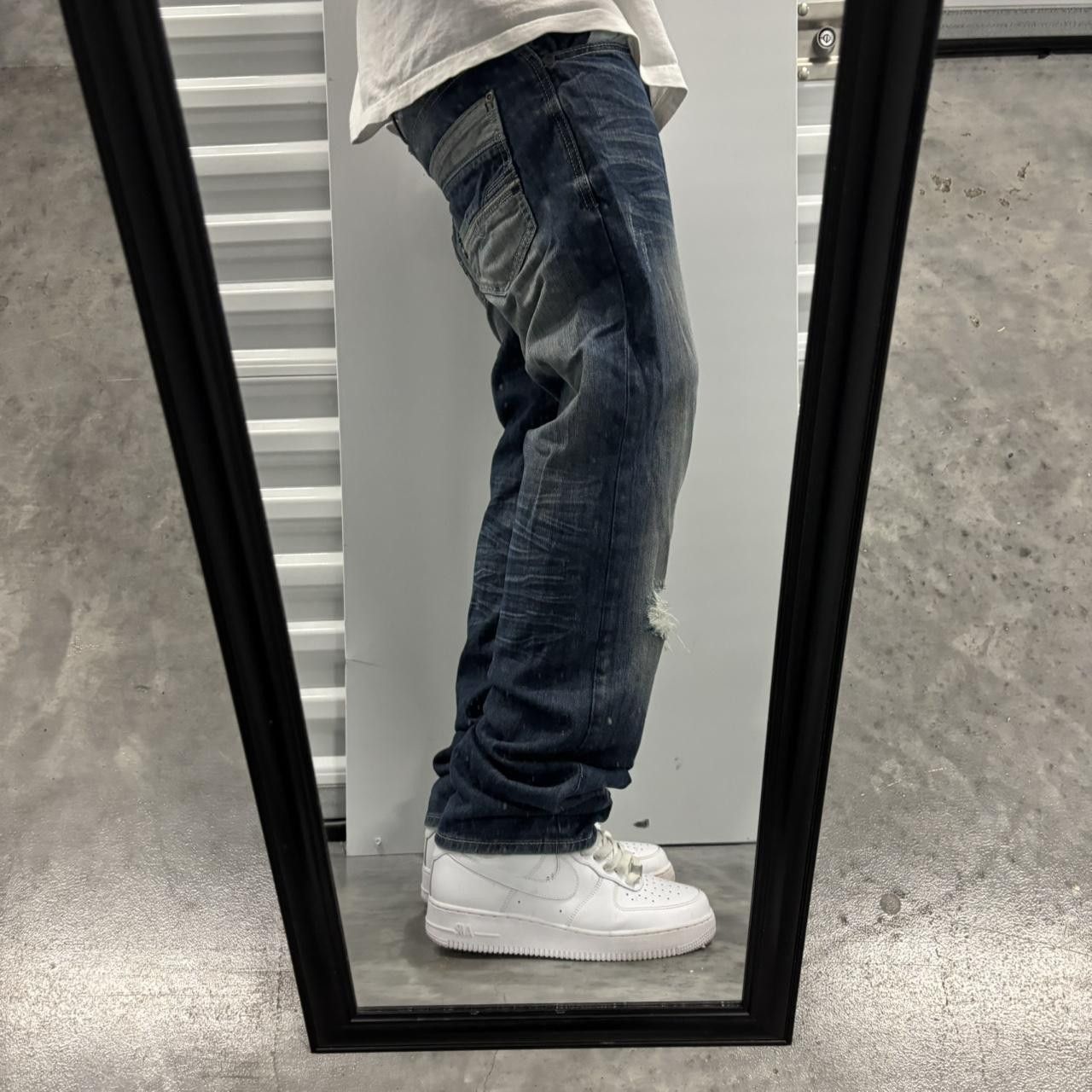 Japanese Brand × Vintage Crazy Vintage Y2K/2000s Grunge Faded Dark Wash Distressed Mall Goth Denim Jeans! Size US 30 / EU 46 - 2 Thumbnail