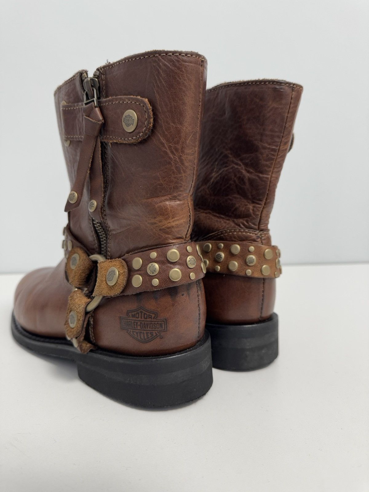 Harley Davidson × Vintage HARLEY DAVIDSON VADA Biker Boots Ankle Leather Bootie EUR-40 Size US 10 / IT 40 - 9 Thumbnail