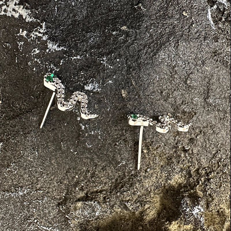Jewelry Snake Crazy Earrings One Pairs Chrome Jewelry Size ONE SIZE - 2 Thumbnail