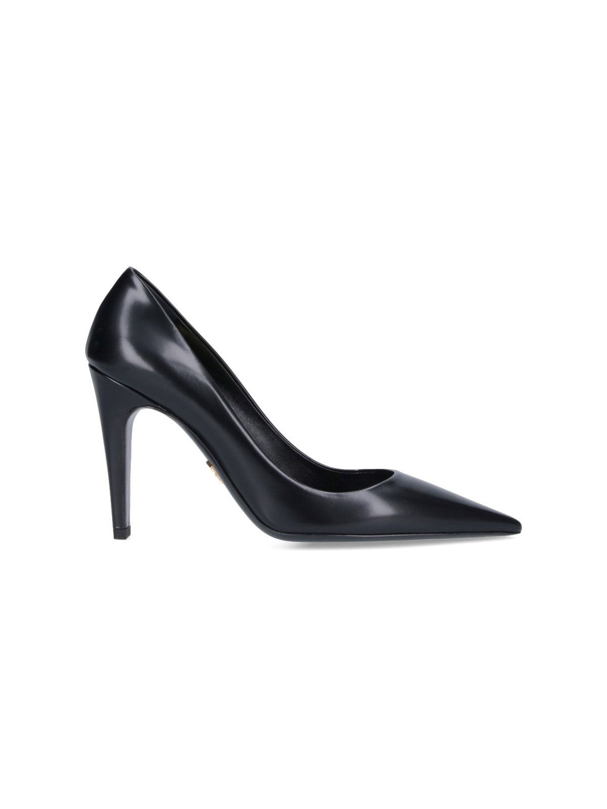 image of Prada Brushed Leather Pumps Size 41 in Black, Women's