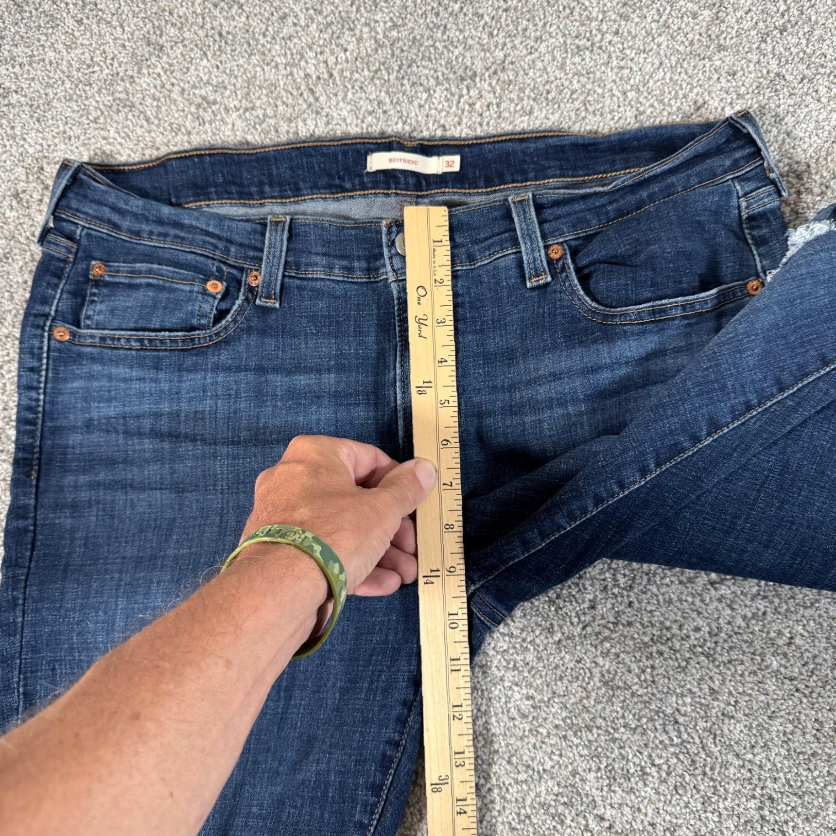 Levi's Levi's Boyfriend Jeans Womens 32 Blue Distressed Ripped Cropped Tapered Mid Rise Size 24" / US 00 / IT 34 - 5 Thumbnail