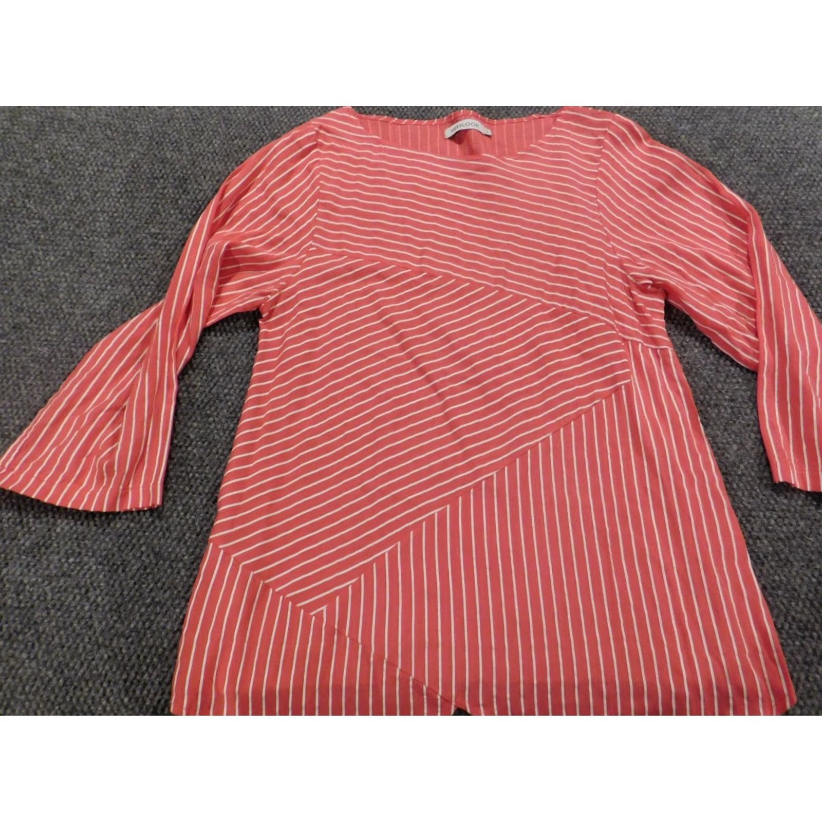 Vintage Misslook Womens Blouse Regular Red Striped Knit Cotton Crew Neck Long Sleeve Pullover Buttons Casual Classic 90s Style M Size M / US 6-8 / IT 42-44 - 3 Thumbnail