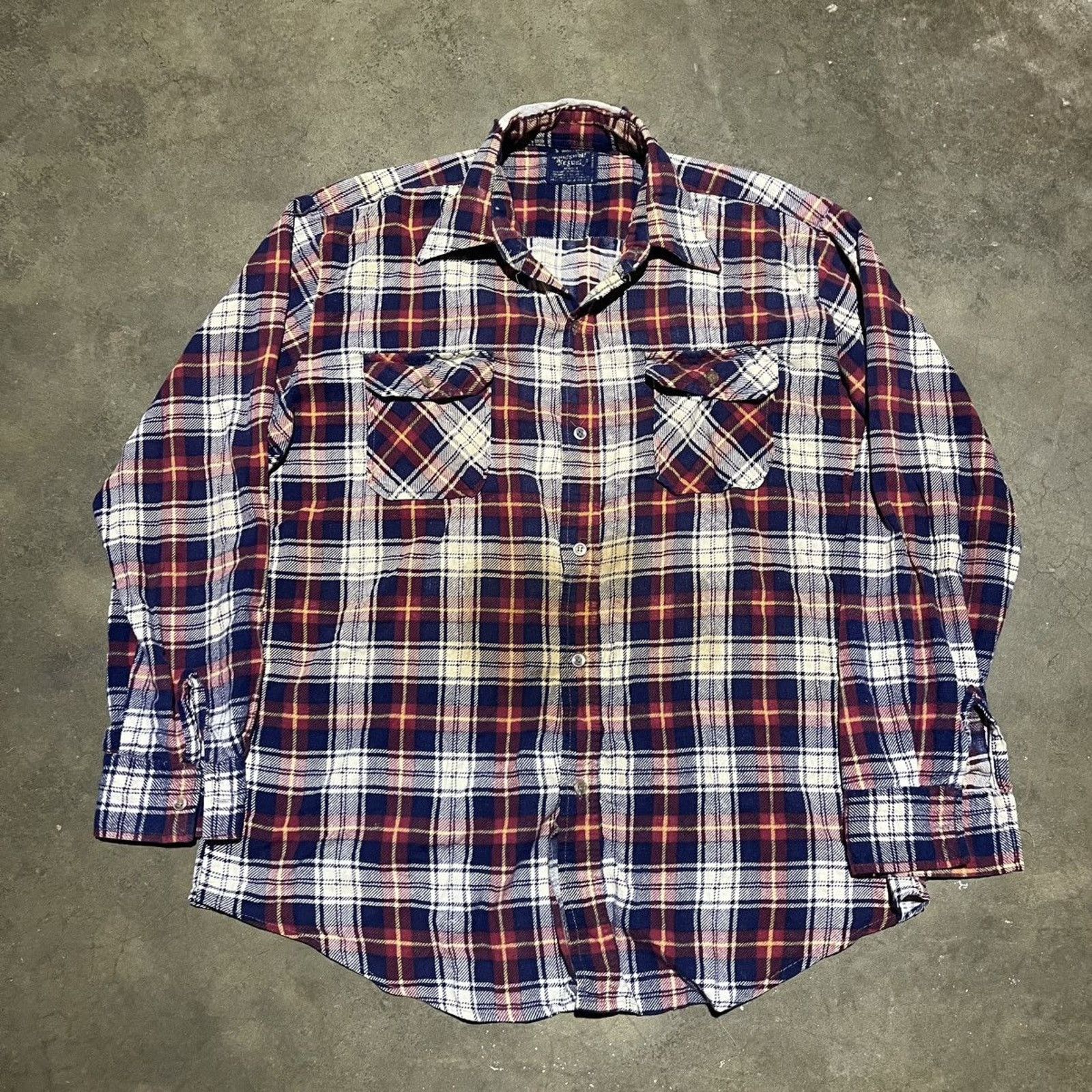 Vintage Vintage 70s Kingswell Kasuals Blue/Red Cotton Plaid Flannel Size US L / EU 52-54 / 3 - 1 Thumbnail