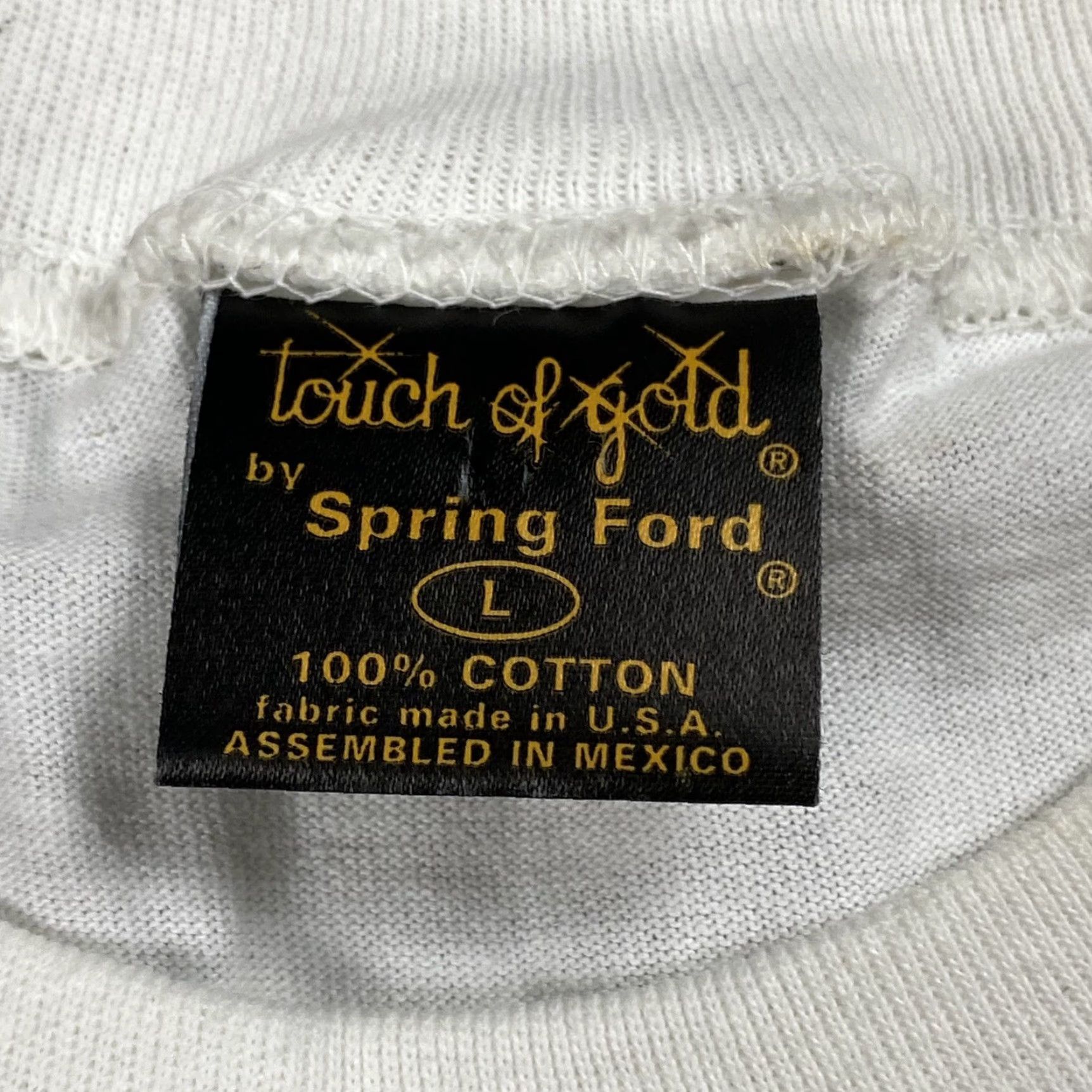 Vintage VINTAGE 90s TOUCH OF GOLD SPRING FORD I LOVE TOPAZ MAN ROMANCE GRAPHIC T-SHIRT LARGE WHITE EROTIC DOUBLE SIDED Unisex Size US L / EU 52-54 / 3 - 4 Thumbnail