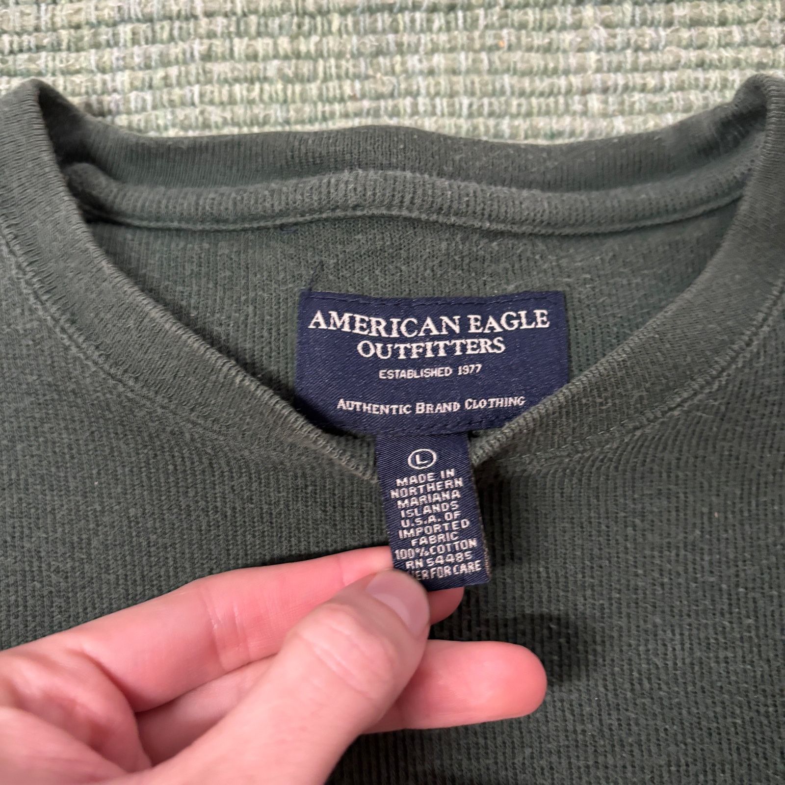 American Eagle Outfitters × Vintage Striped Vtg Green Cotton American Eagle Baggy Y2K Sweater Size US L / EU 52-54 / 3 - 4 Thumbnail