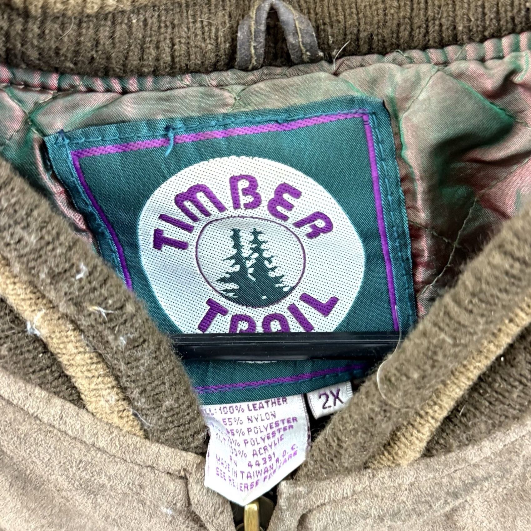 Vintage VINTAGE Timber Trail Jacket Mens 2XL Brown Suede Leather Bomber Full Zip Lined Size XXL / US 16-18 / IT 52-54 - 6 Thumbnail