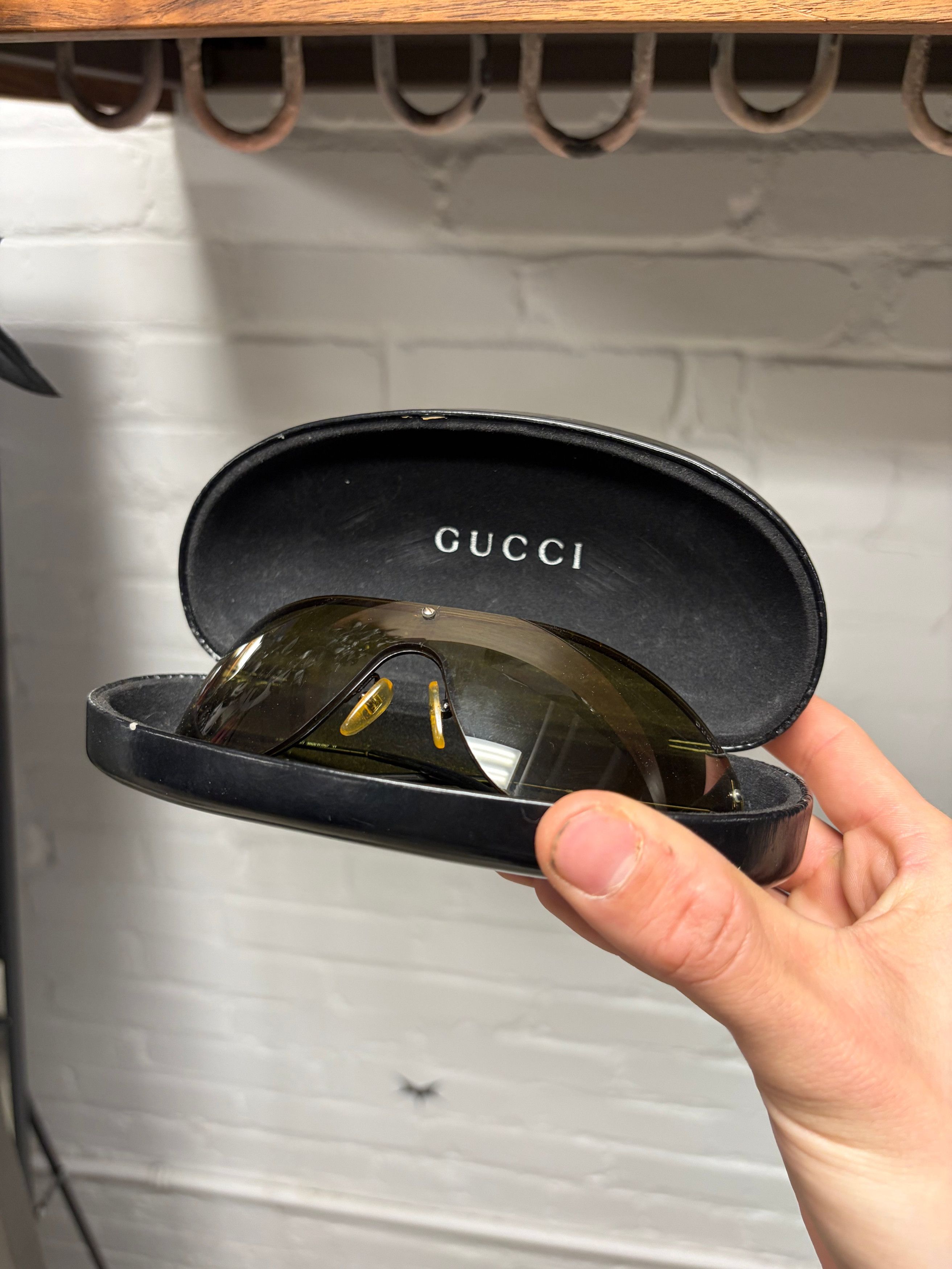 Gucci 2000s Gucci Rimless Green Tinted Silver Frame Sunglasses Size ONE SIZE - 6 Thumbnail