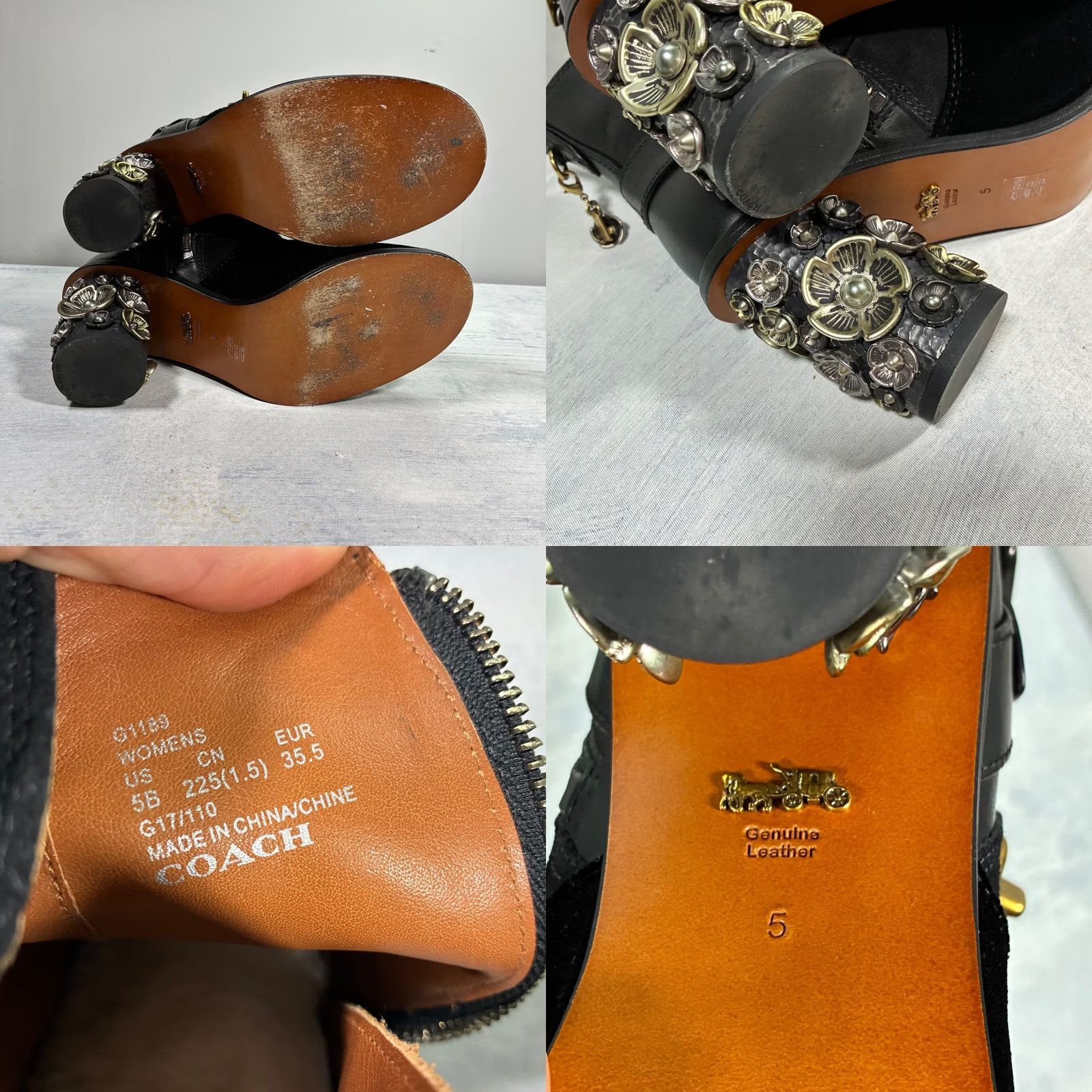 Coach Coach Black Leather Suede Women's Bootie Block Heel 5 Size US 9 / IT 39 - 8 Thumbnail