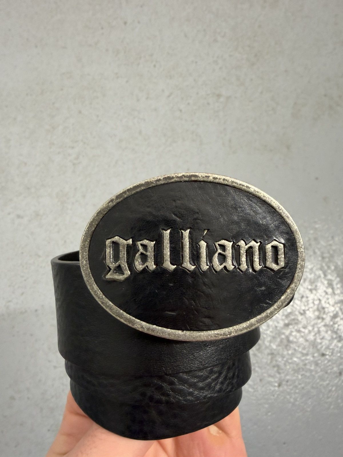 John Galliano Vintage 00s John Galliano Leather Buckle Logo Belt Size ONE SIZE - 2 Thumbnail