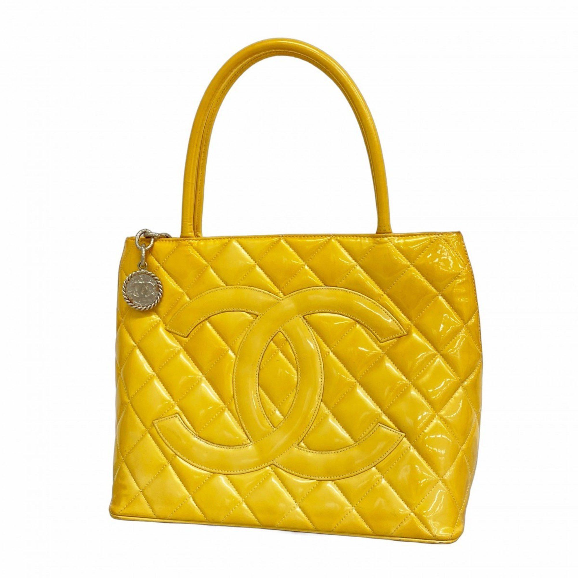 Chanel Tote Bag, Reprint Tote, Patent Leather, Beige, Women's