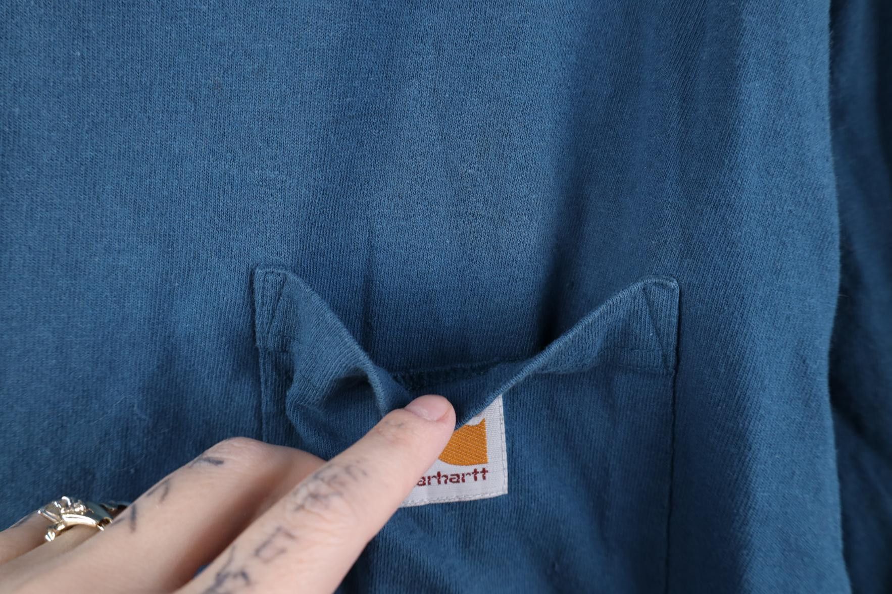 Carhartt Y2K Carhartt Spell Out Heavyweight Pocket T-Shirt Blue Size US L / EU 52-54 / 3 - 6 Thumbnail