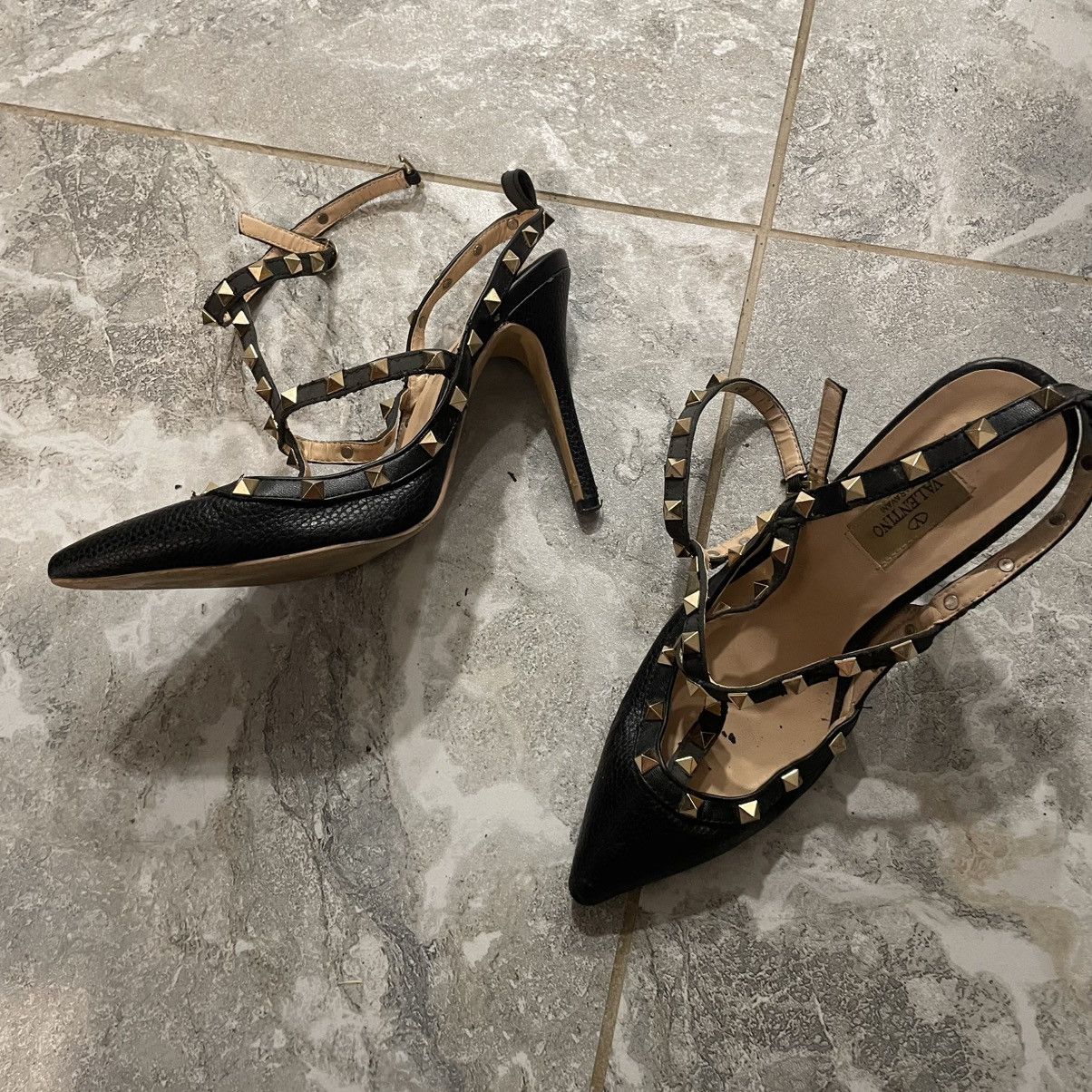 Valentino Valentino Garavani Rockstud Slingback Stiletto Leather Heels Size US 10 / IT 40 - 4 Thumbnail