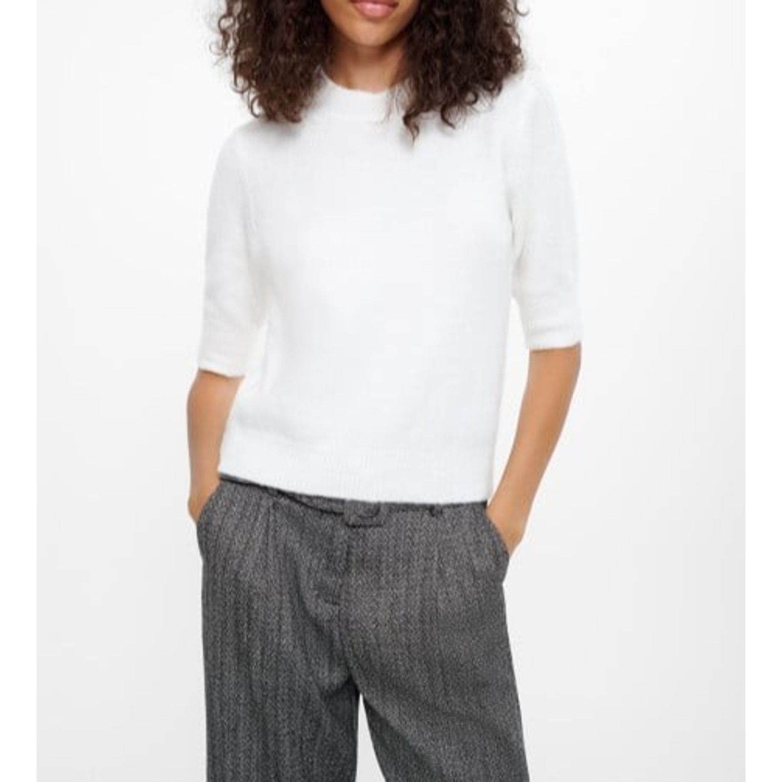 Frame FRAME cotton linen knitted 3/4 sleeve top Gathered A001872 Size L / US 10 / IT 46 - 1 Thumbnail