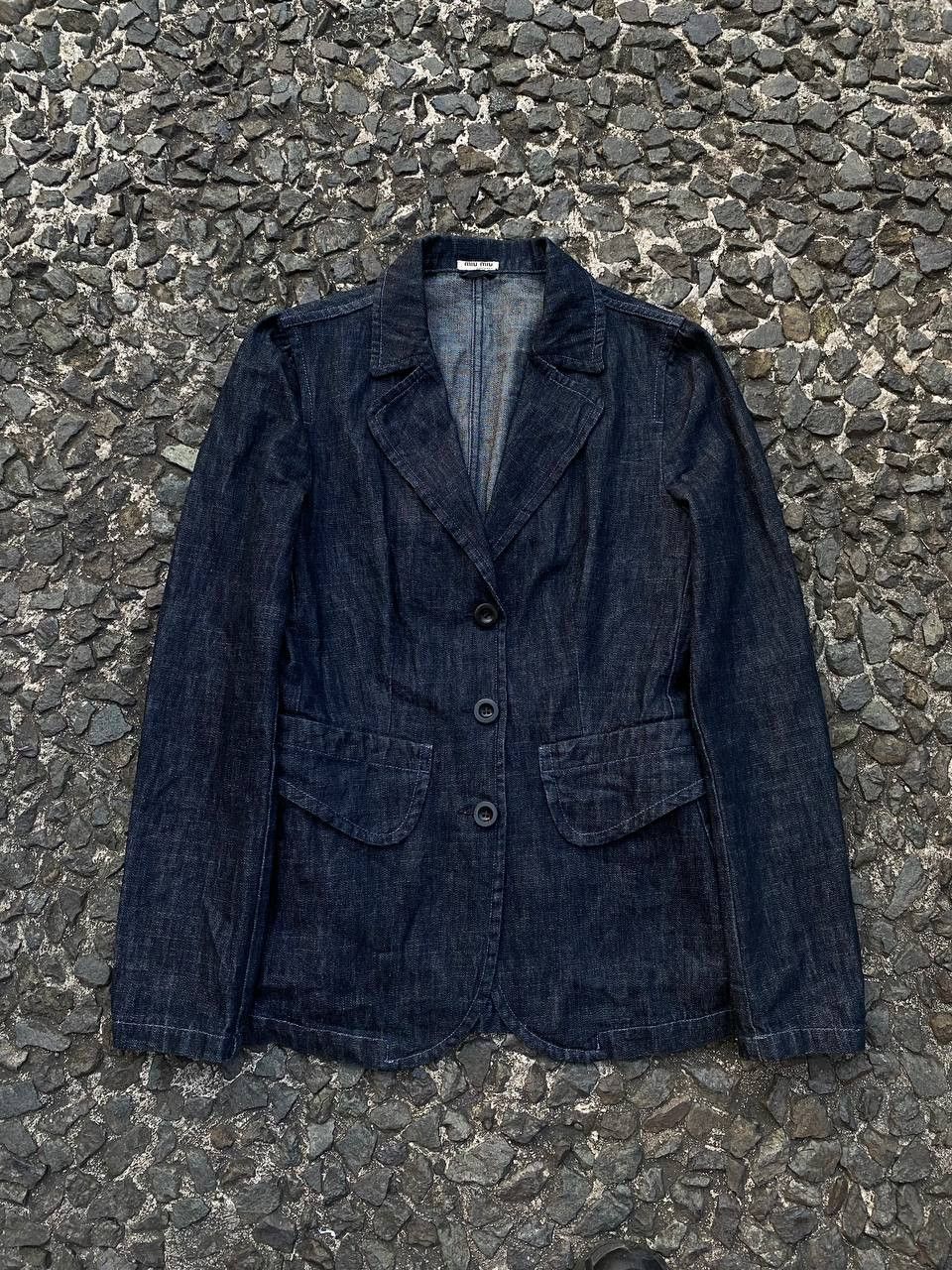 Miu Miu Miu Miu - Prada - FW01 Denim Fiammato Denim Blazer Size M / US 6-8 / IT 42-44 - 2 Thumbnail