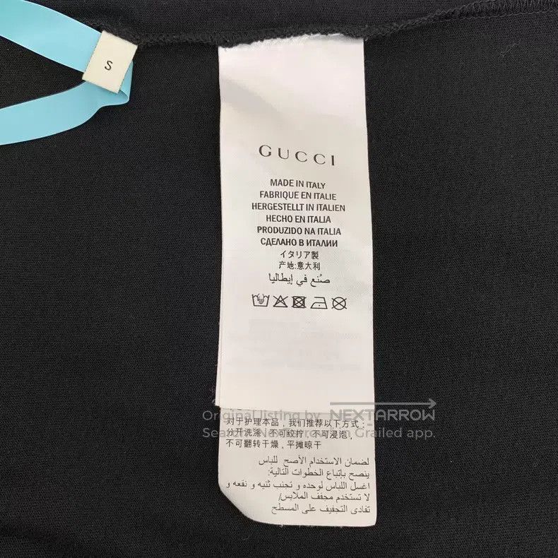 Gucci Gucci Black striped logo letter print cotton round-neck sh Size S / US 4 / IT 40 - 6 Thumbnail