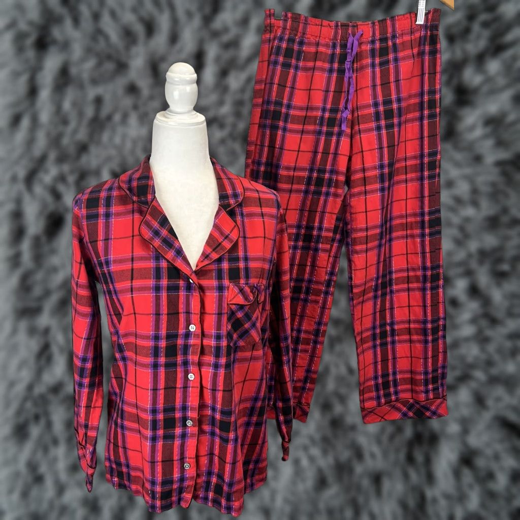 Victoria's Secret Victoria's Secret Pajama Set Flannel Plaid 2-Piece Women S Purple Red Christmas Holiday Winter Size S / US 4 / IT 40 - 1 Thumbnail