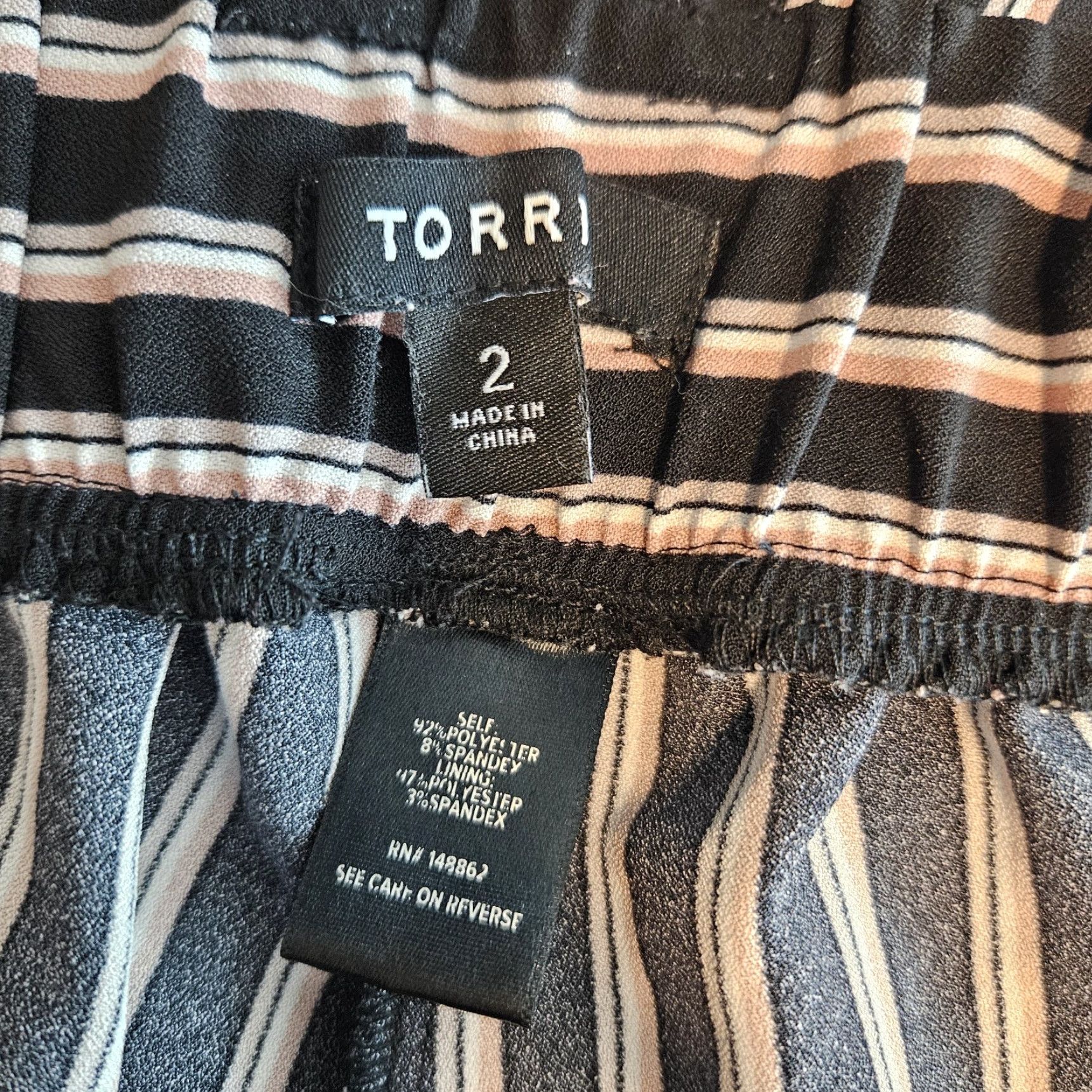 Torrid Torrid Womens Ankle Pants Pants High Rise Striped Cuffed Belt Black Pink Stripe 2X Plus Size Size 40" / US 18 - 6 Thumbnail