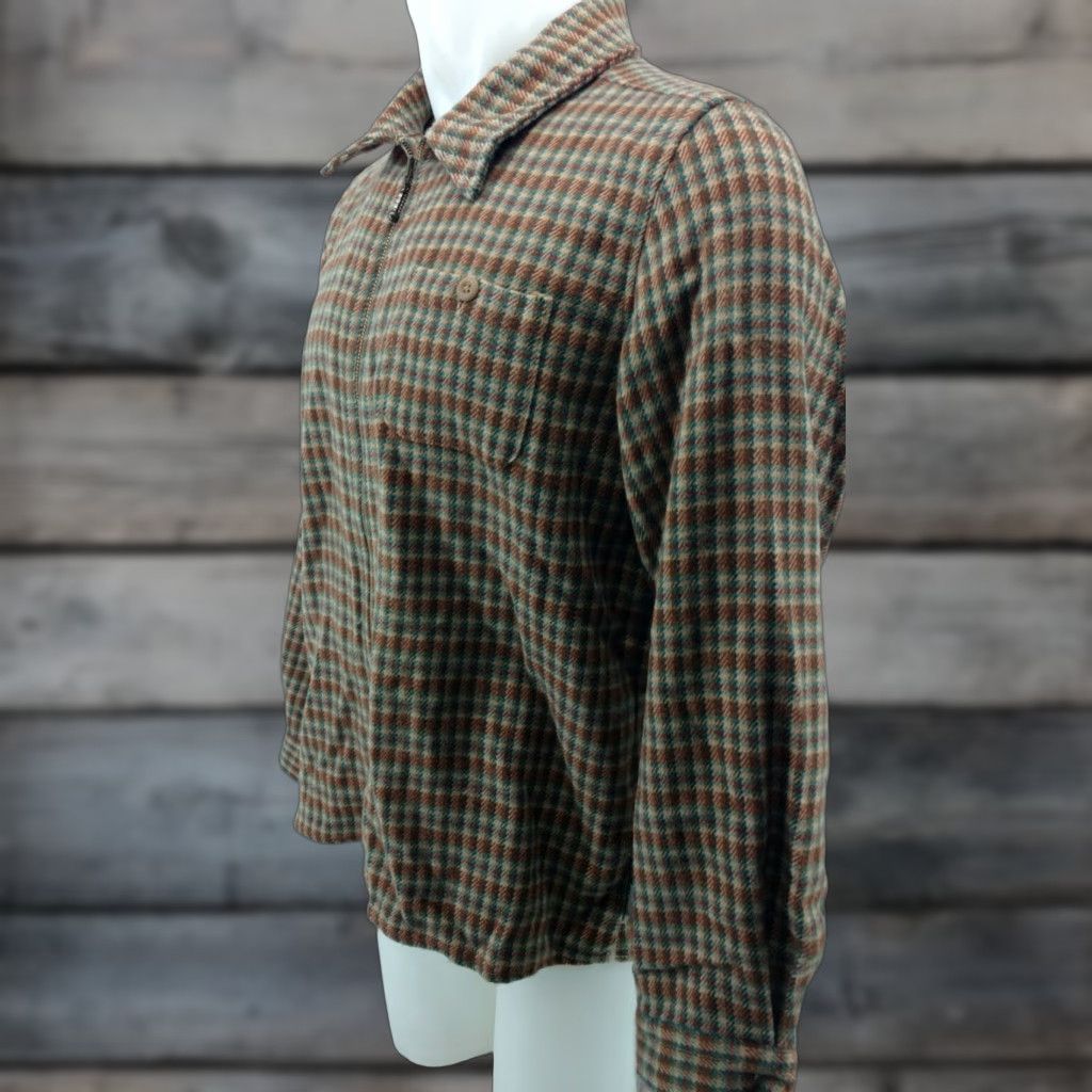 Vintage Woolrich Jacket Women's Plaid Full Zip Brown Tan Size LARGE Size L / US 10 / IT 46 - 1 Thumbnail