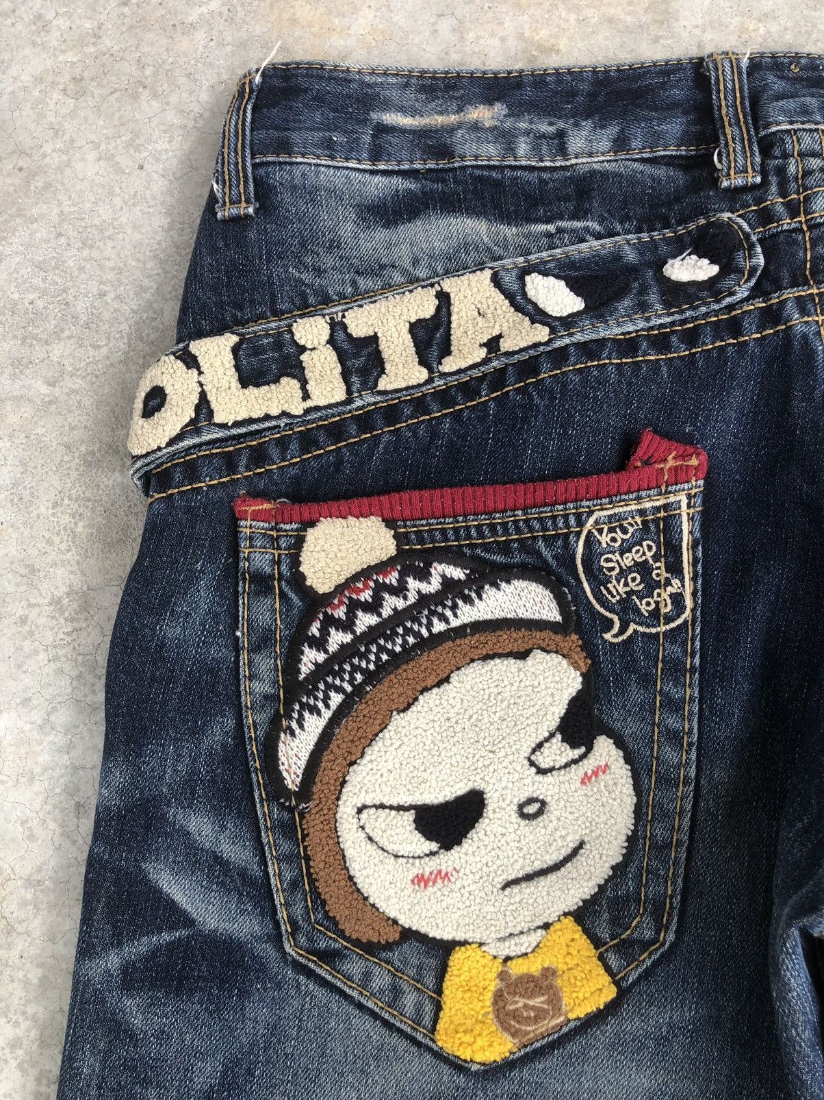 Japanese Brand Rare Yoshitomo Nara Lolita Dog Distressed Jeans Size US 33 - 15 Thumbnail