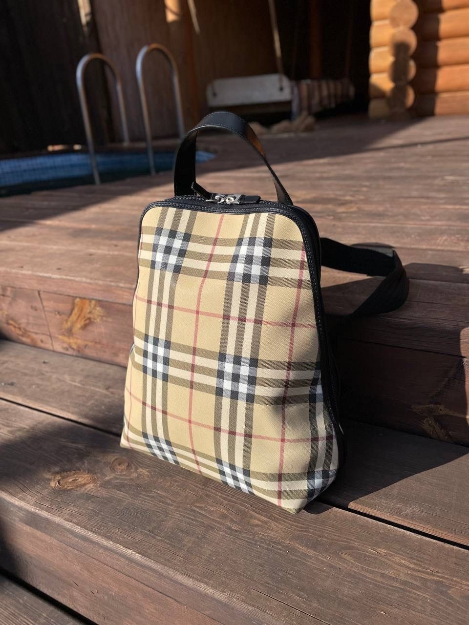 Burberry Burberry Leather Nova Check Coated Canvas Backpack Size ONE SIZE - 1 Thumbnail