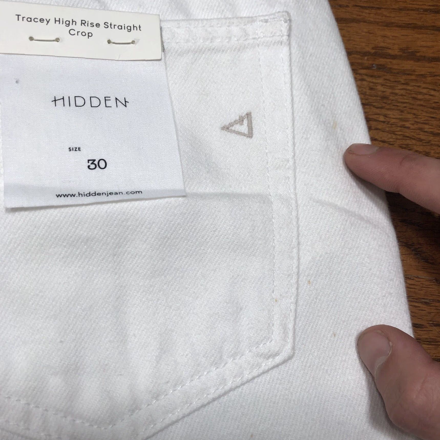 Vintage NWT Hidden Jeans Womens 30 Tracey High Rise Straight Crop Distressed Blue White Jeans 90s Bohemian Retro Womens Size 30" / US 8 / IT 44 - 4 Thumbnail