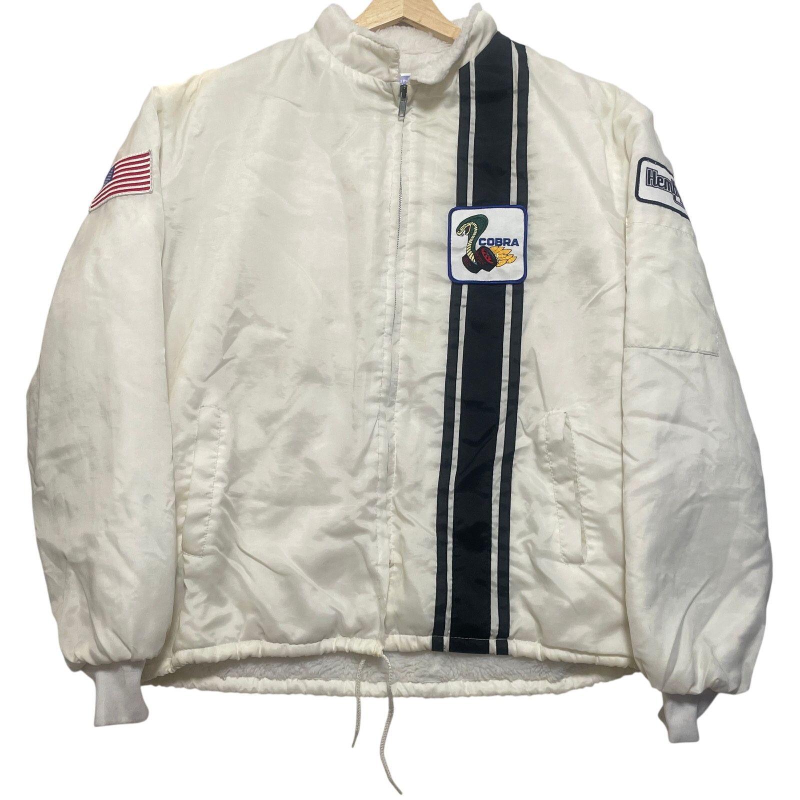 Ford Vintage 70s Ford Cobra White Sherpa Lined Full Zip Jacket XL Size US XL / EU 56 / 4 - 1 Thumbnail