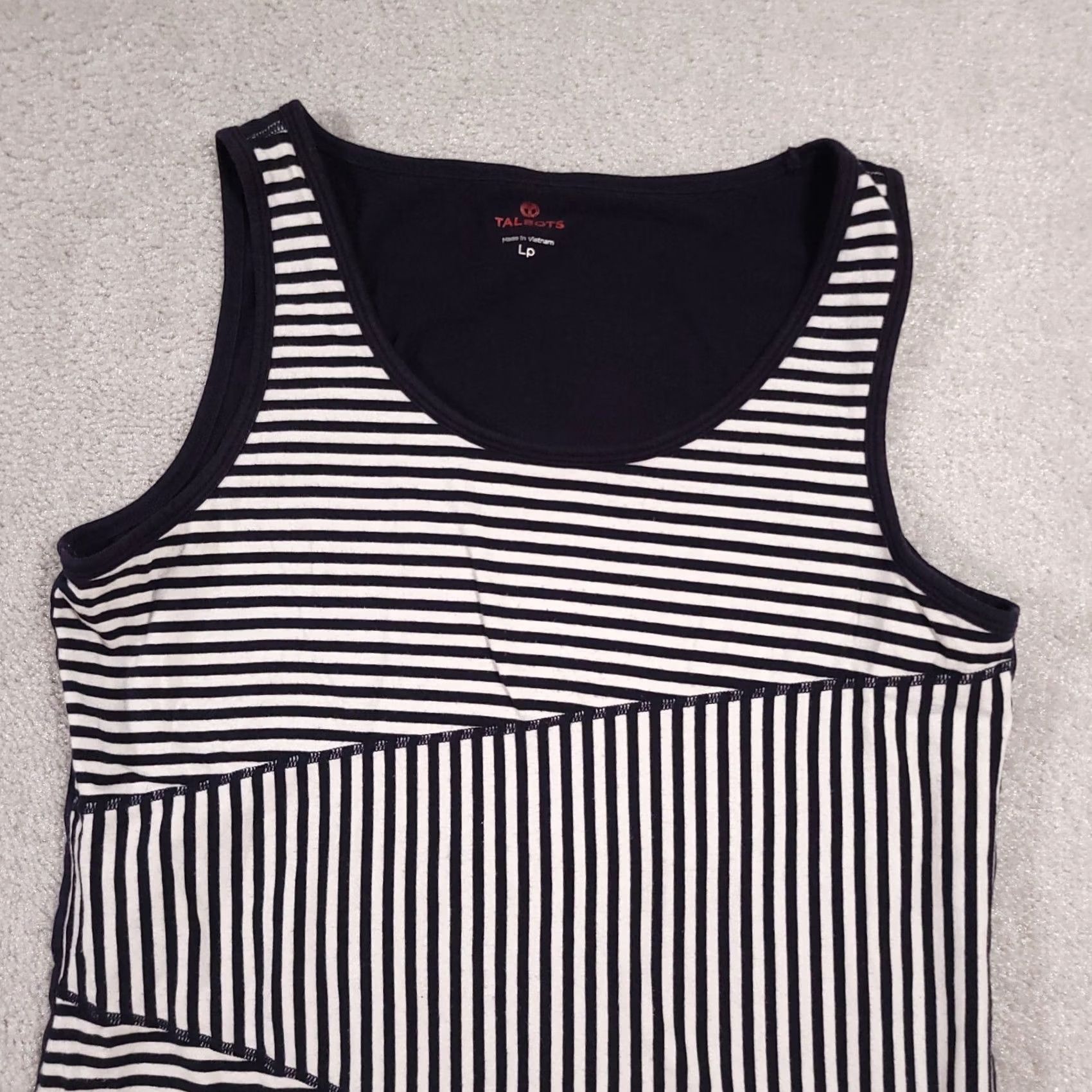 Talbots Talbots Shirt Women's Lp Petite Large Navy Blue Striped Sleeveless Tank Casual Shirt Size L / US 10 / IT 46 - 3 Thumbnail