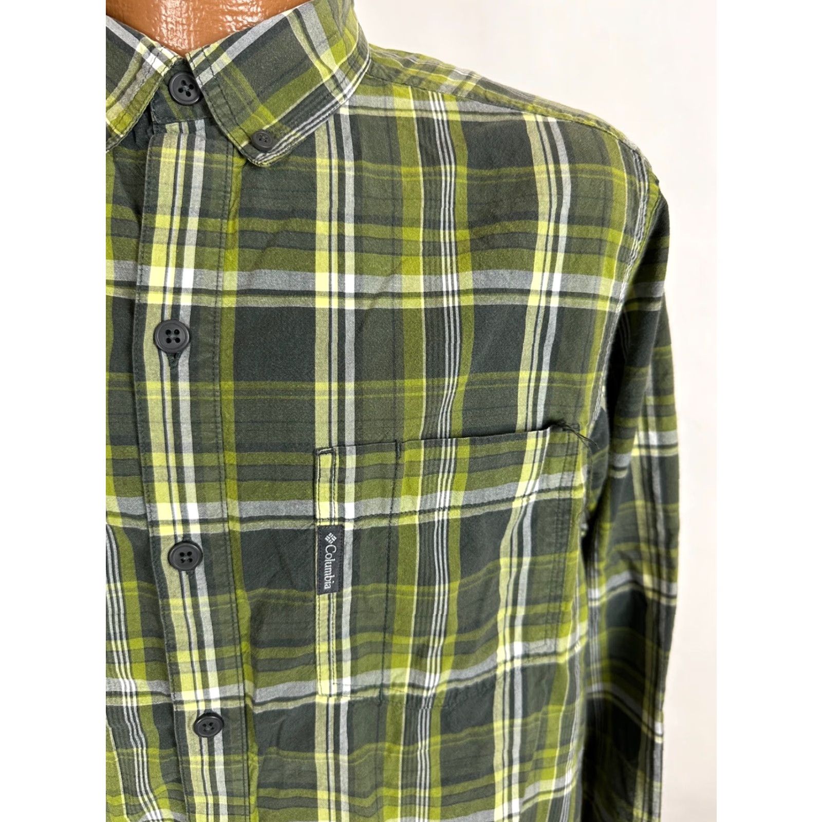 Vintage Columbia Travel Shirt Men Medium Gray Green Plaid Button-Down Cotton Shirt Size US M / EU 48-50 / 2 - 2 Thumbnail