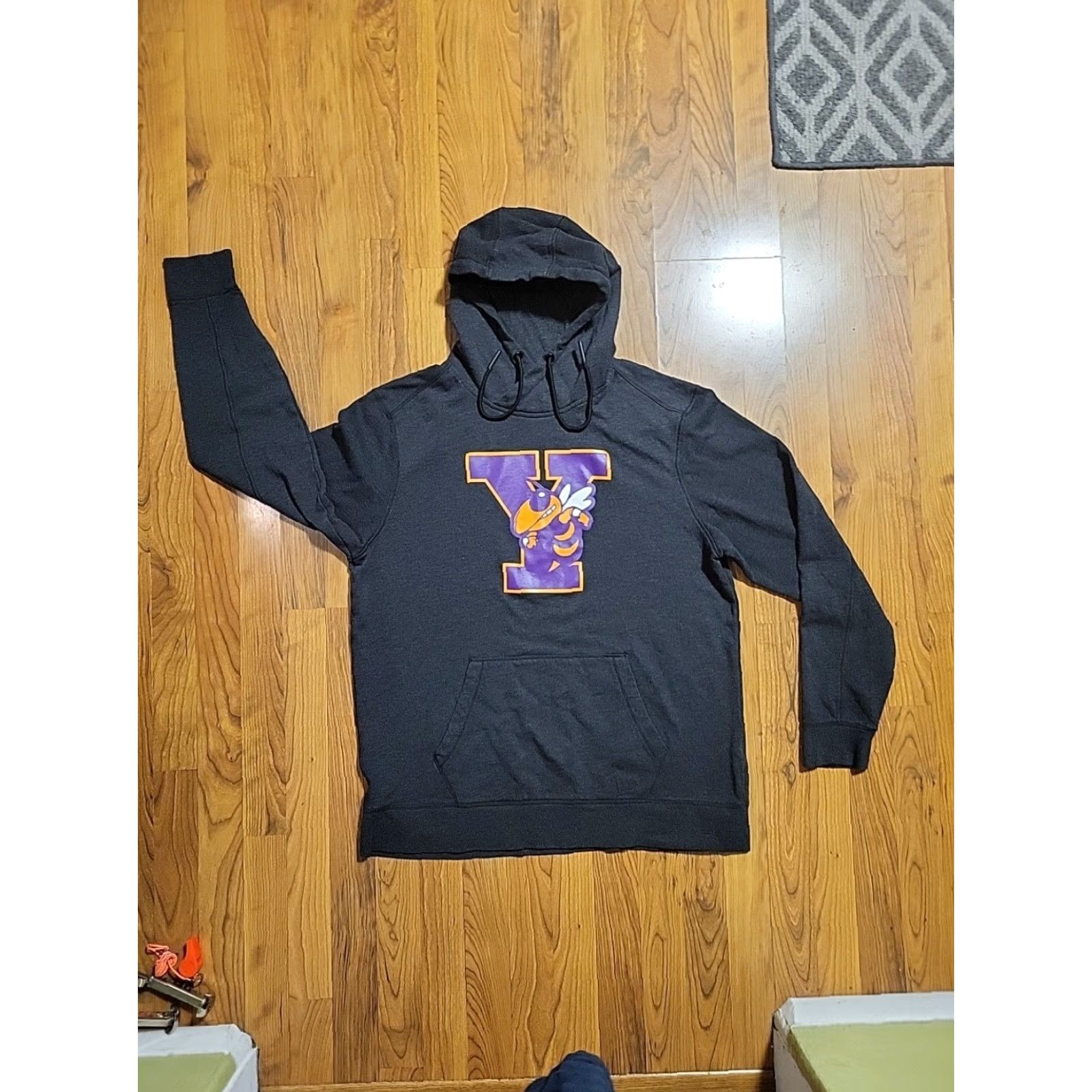 New Era New Era Hoodie Mens XL Gray Cotton Blend Graphic Print Hooded Pullover Drawstring Yellow Jackets 90s Theme Size US XL / EU 56 / 4 - 4 Thumbnail