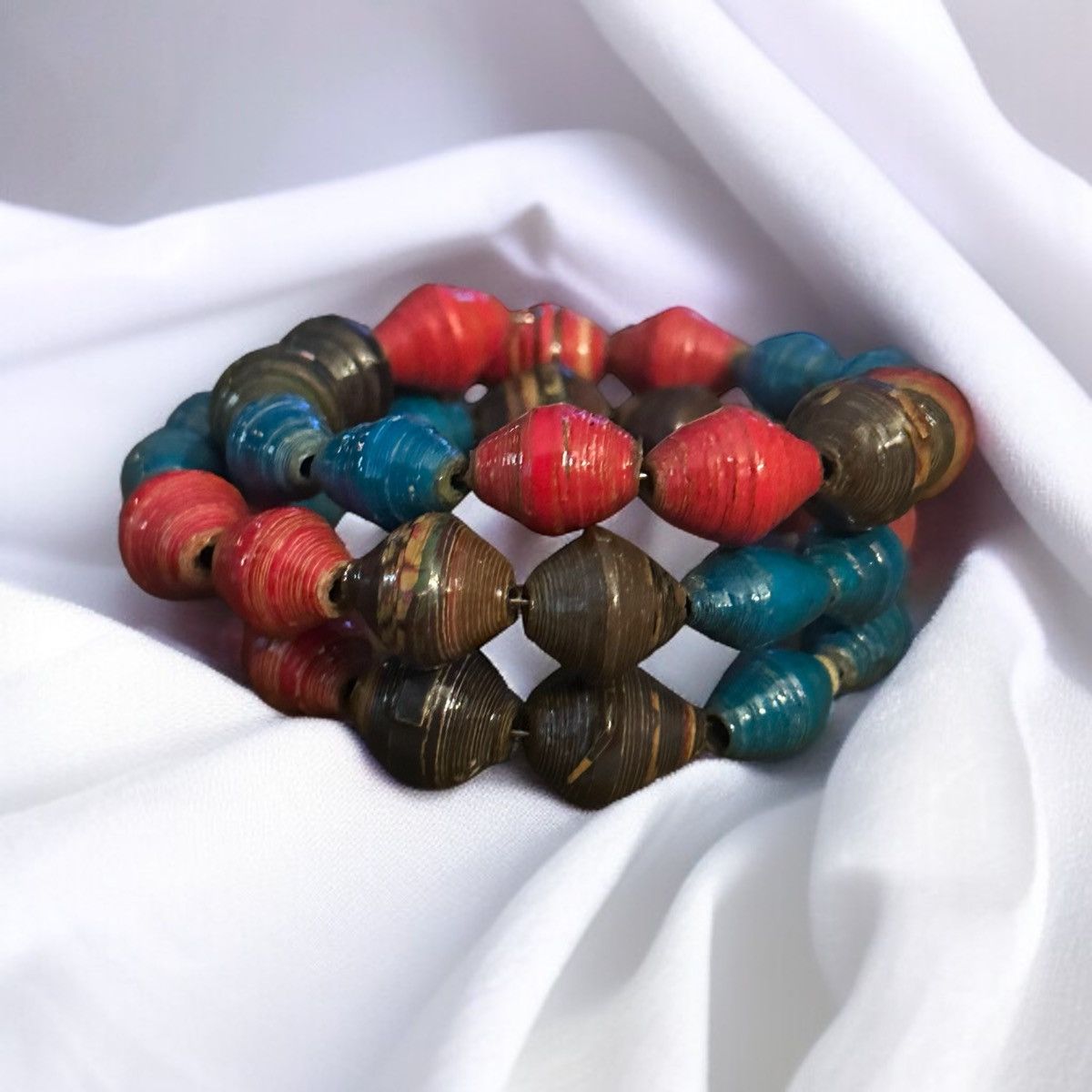 Other Multicolor paper bead coil wrap bracelet Size ONE SIZE - 1 Thumbnail
