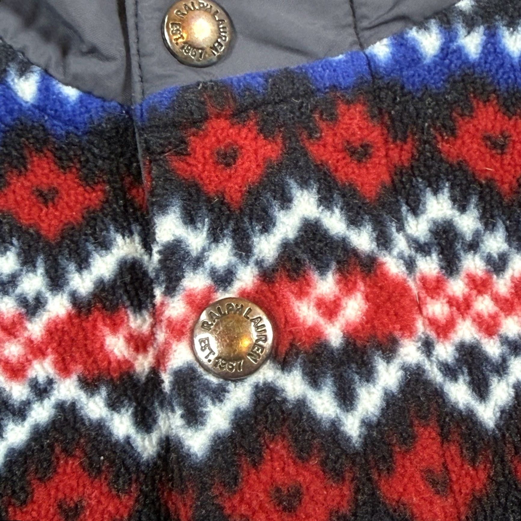 Ralph Lauren Ralph Lauren Polo Sweater Fleece Fair Isle 1/2 Button Zip Blue Mens 2XL Aztec Pullover Size US XXL / EU 58 / 5 - 3 Thumbnail