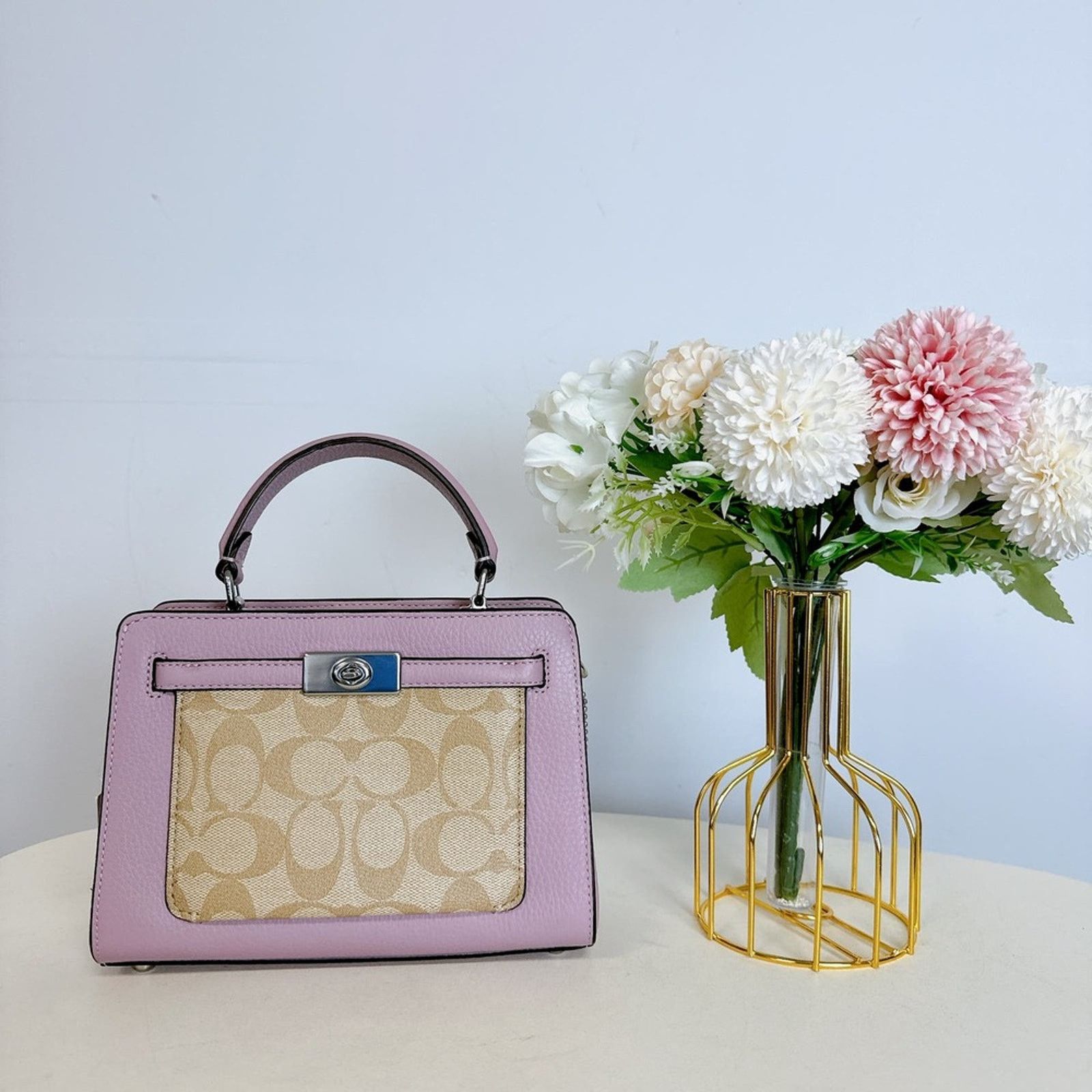 Coach coach CC977 Mini Lane Top Handle Sig Light Khaki Ice Purple Size ONE SIZE - 2 Thumbnail